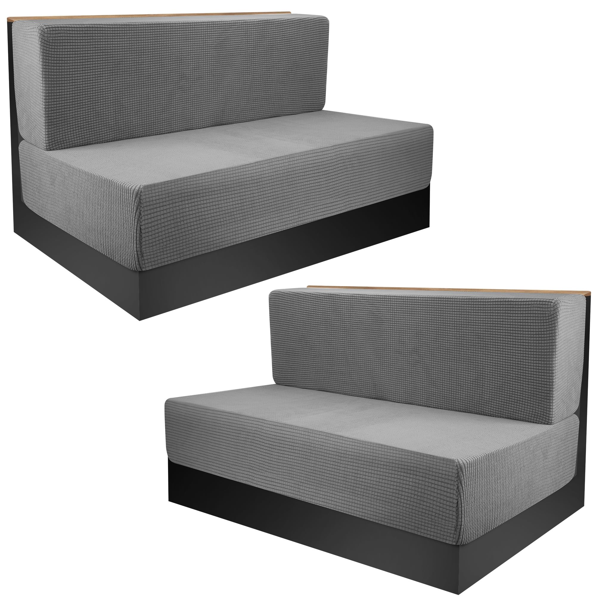 Sfcddtlg Rv Dinette Cushion Covers - Grey Stretch Rv Dinette Seat Covers - Washable Loveseat Slipcovers For Rv Camper Car Bench Seats (2 Backrest Covers & 2 Bench Covers)