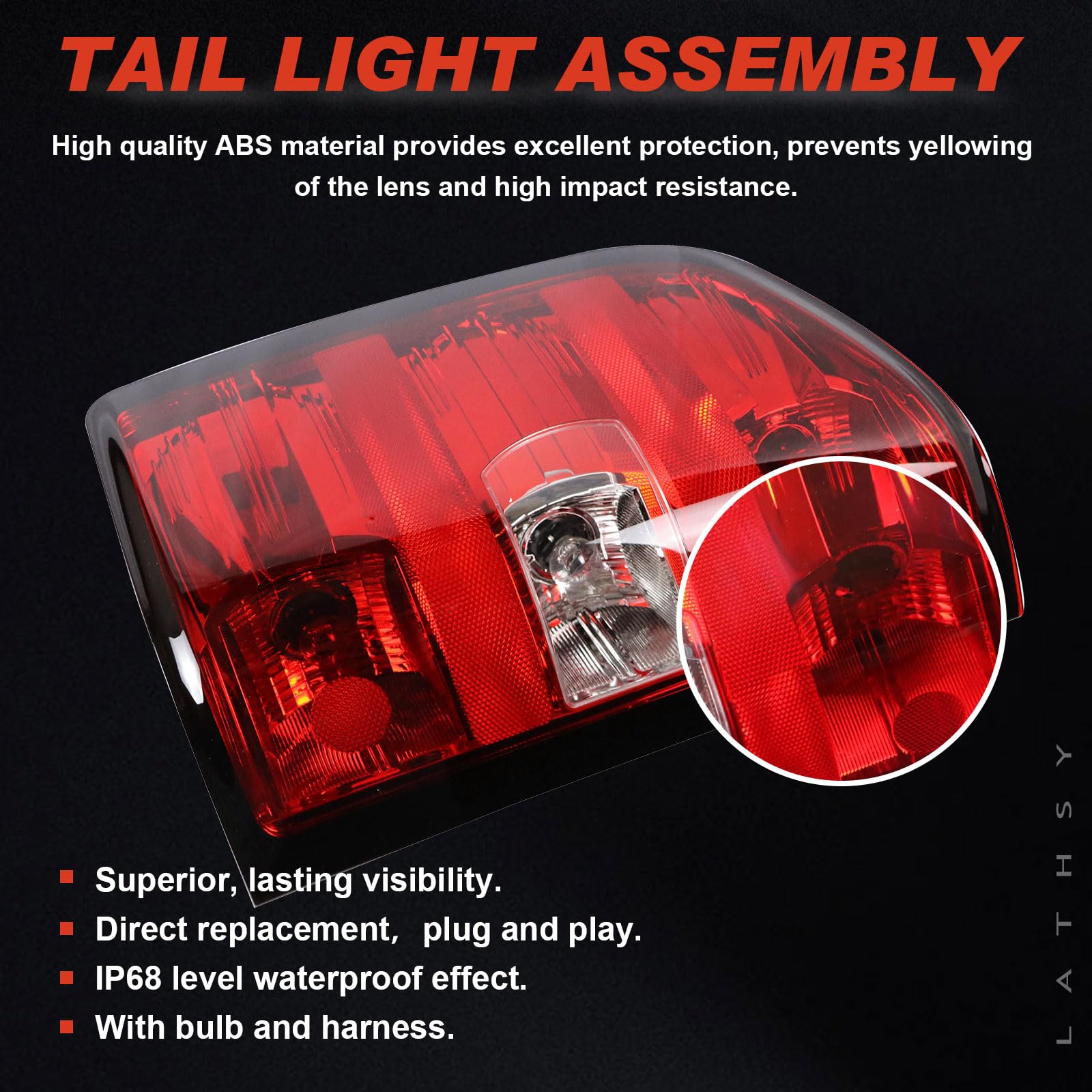 Lathsy Tail Light Assembly Compatible With 2007-2013 Chevy Silverado 1500 2500Hd 3500Hd Gmc Sierra 2500 Hd 3500 Hd (Black Border