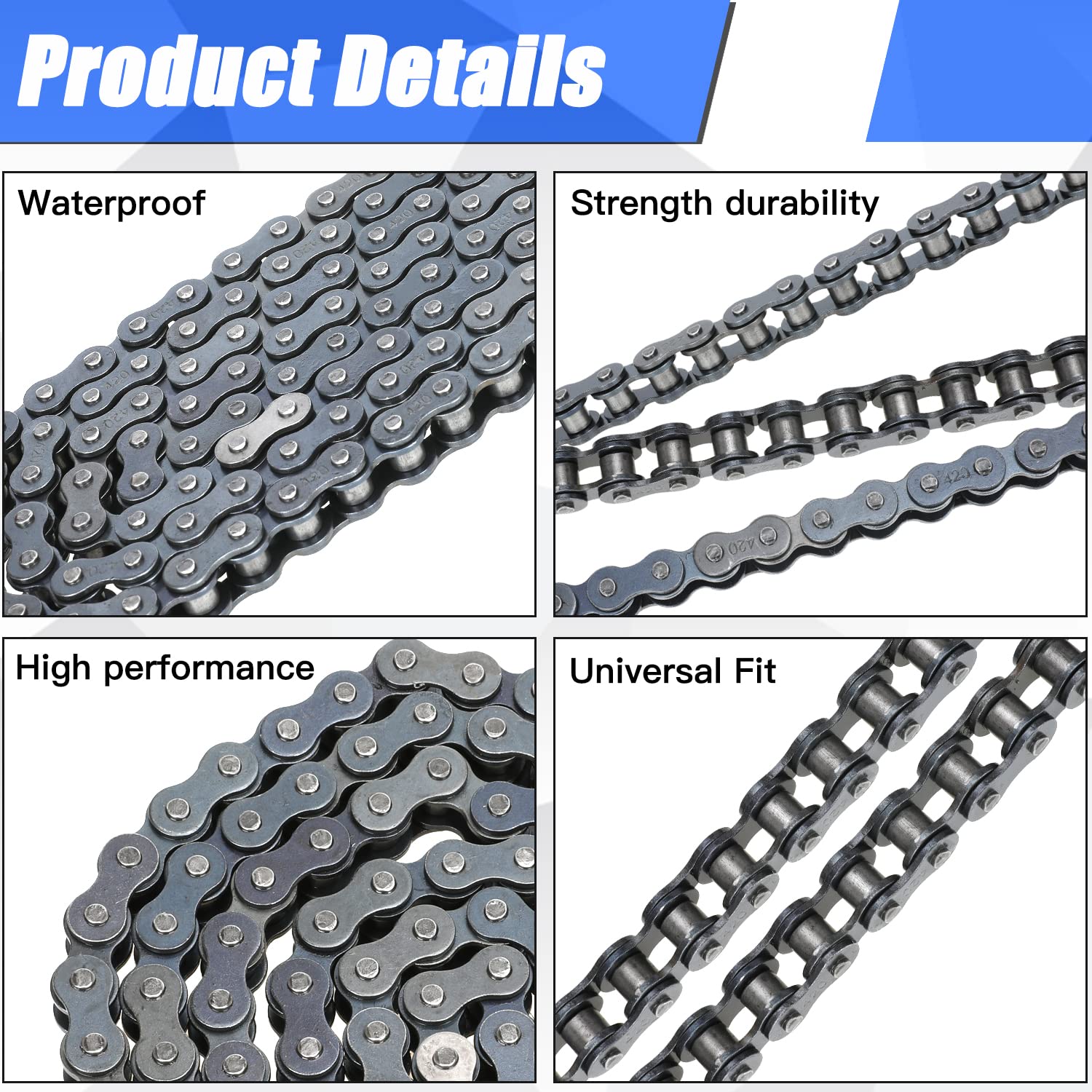 YOXUFA 420 Chain 102 Links for CRF50 XR50 PW80 SSR Tao Tao Coolster 110cc 125cc Pit Dirt Bike 4 Wheeler ATV Quad Kazuma Baja Ice