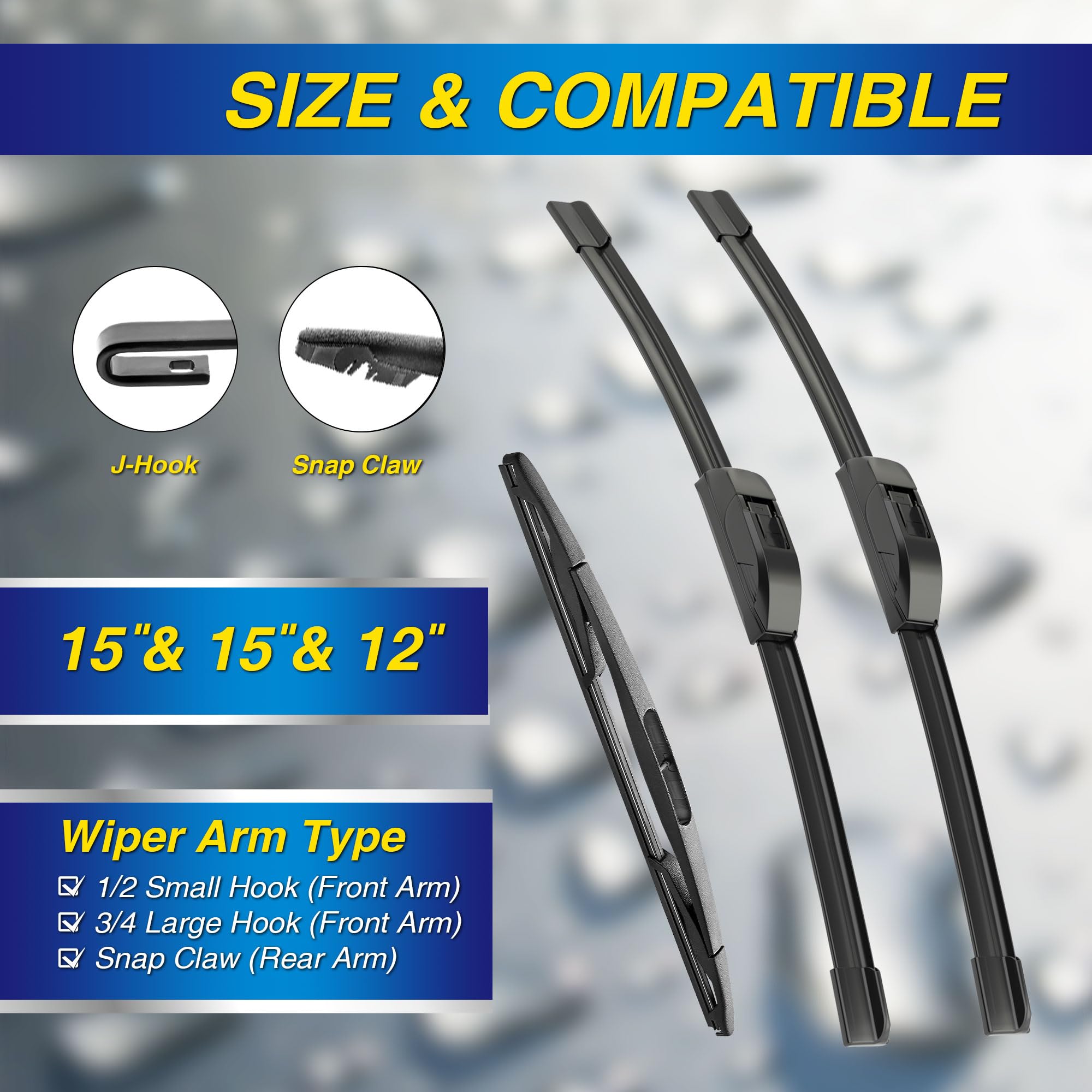 5 Plus Windshield Wiper Blades Replacement For 2017-2007 Jeep Wrangler Windshield Wipers (Pack Of 3), Automotive Replacement Win