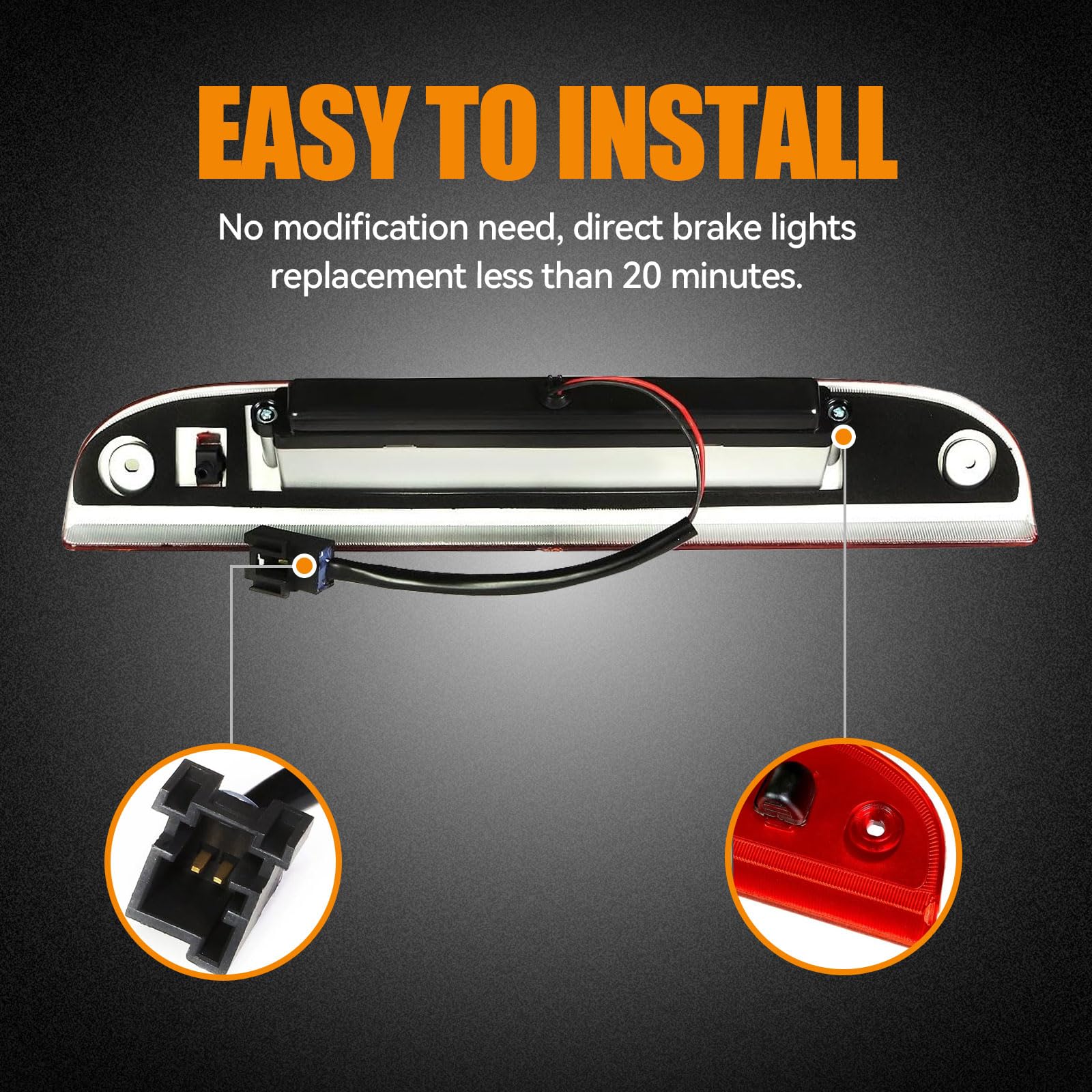 Cxdar Third 3Rd Brake Light Led For 2002-2010 Ford Explorer, High Mount Rear Brake Lights Assembly For 2008-2012 Ford Escape, Wa