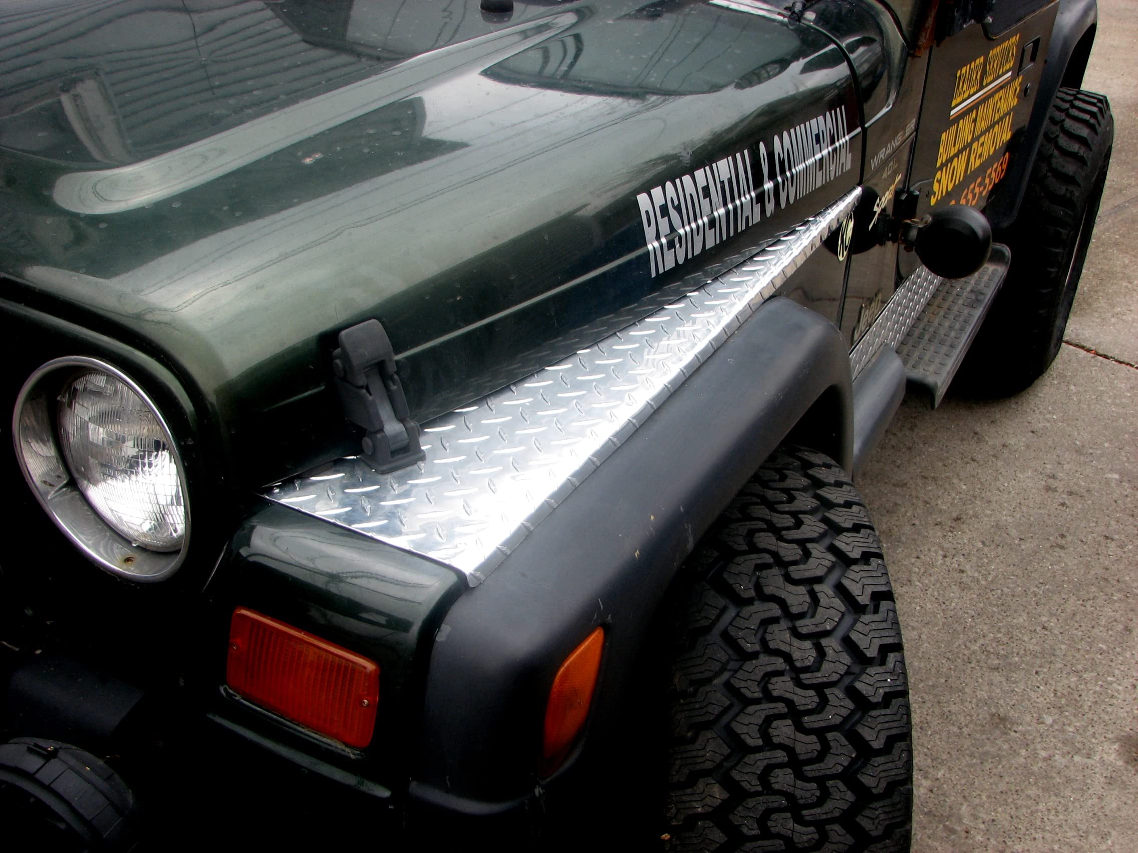 J & O Carts Parts Jeep Wrangler YJ Diamond Plate Fender Covers - Aluminum, Full Top, 1/2" Bend