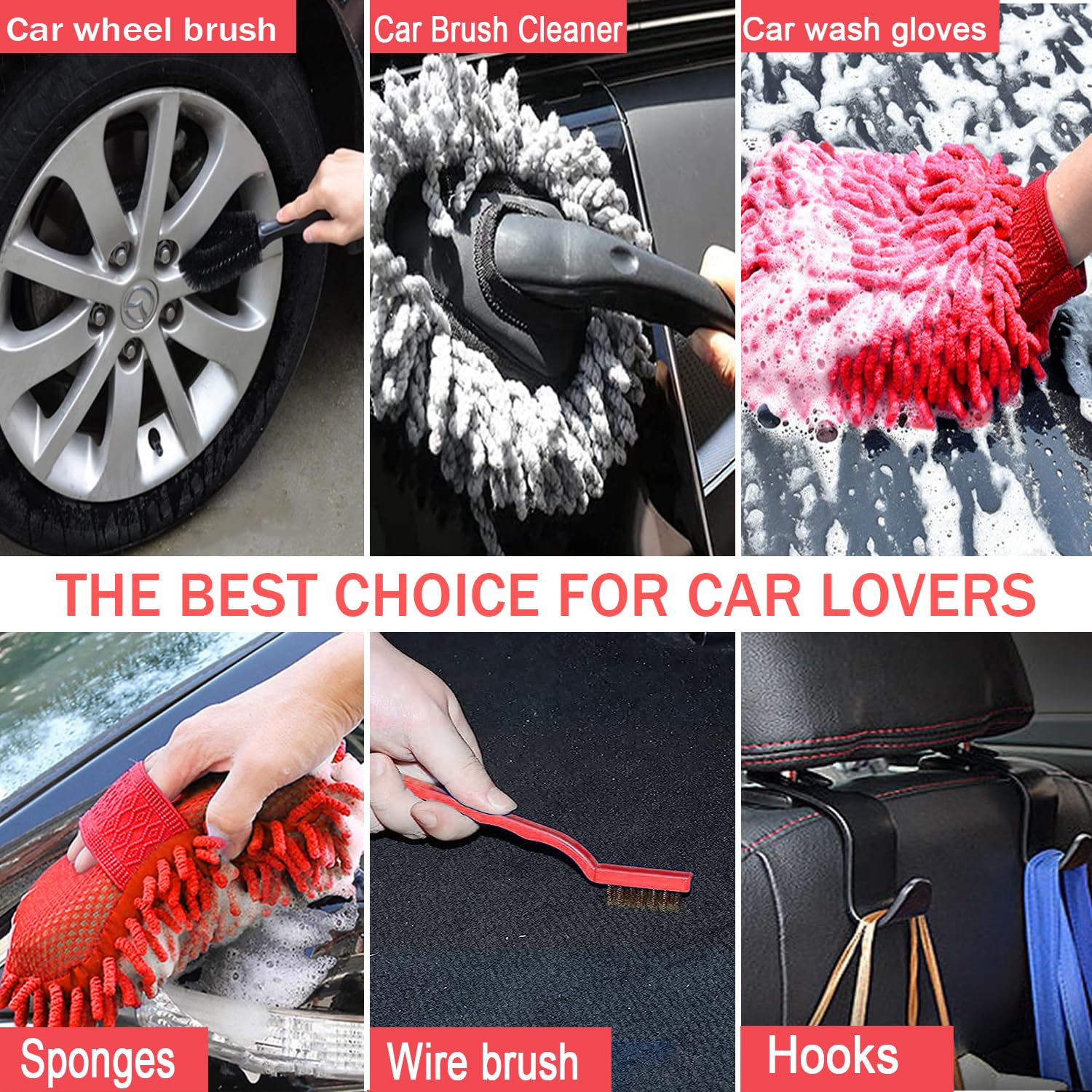 Lianxin Car Wash Kit Car Wash Cleaning Kit With Car Wash Foam Gun Microfiber Sponge And Towels Tire Brush Built, Car Foam Gun, C