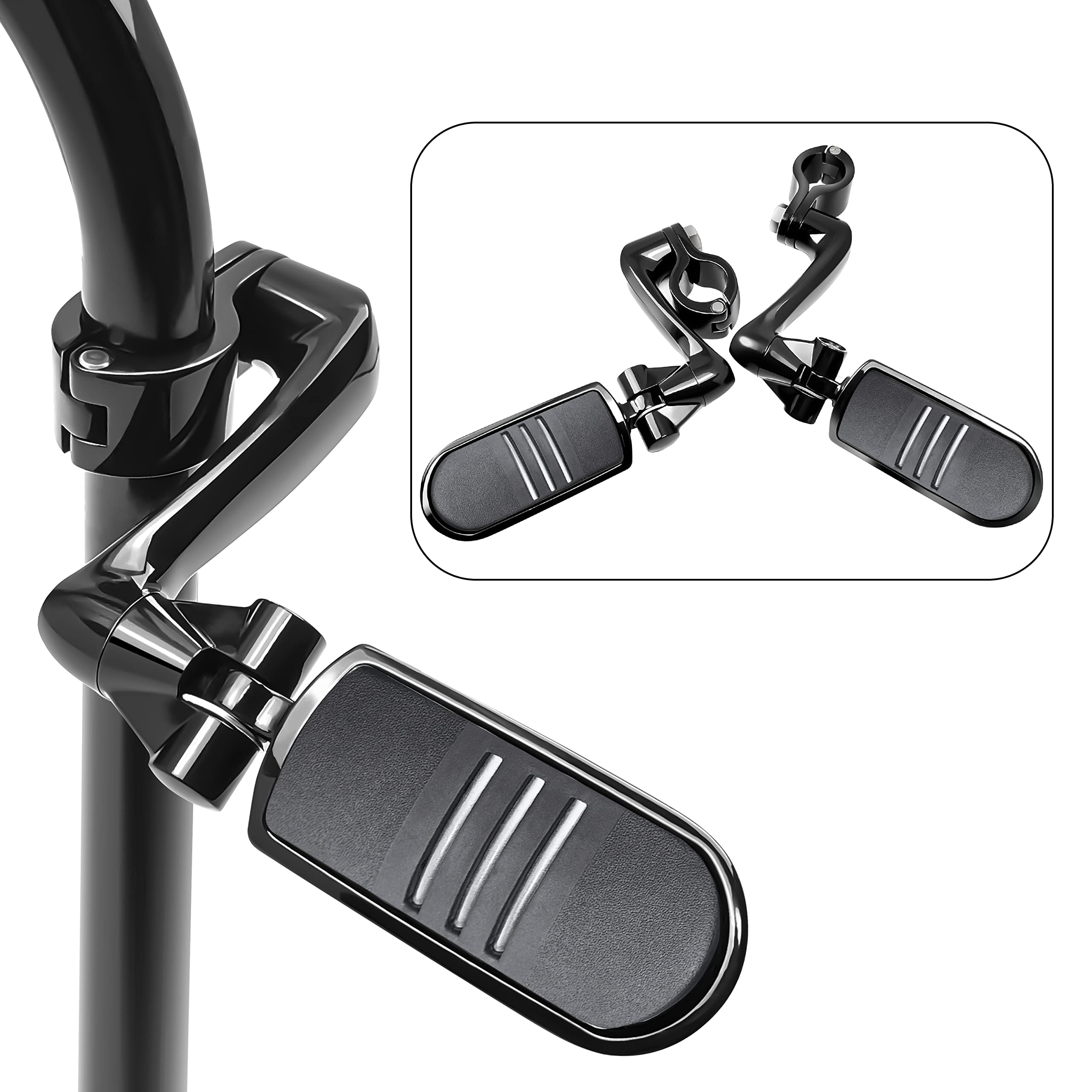 Yenhur 1.25'' Highway Pegs Kit,Gloss Black Finsh,Strength Steel Clamps,Extension Arms And Streamliner Pegs Fit For Harley Davids