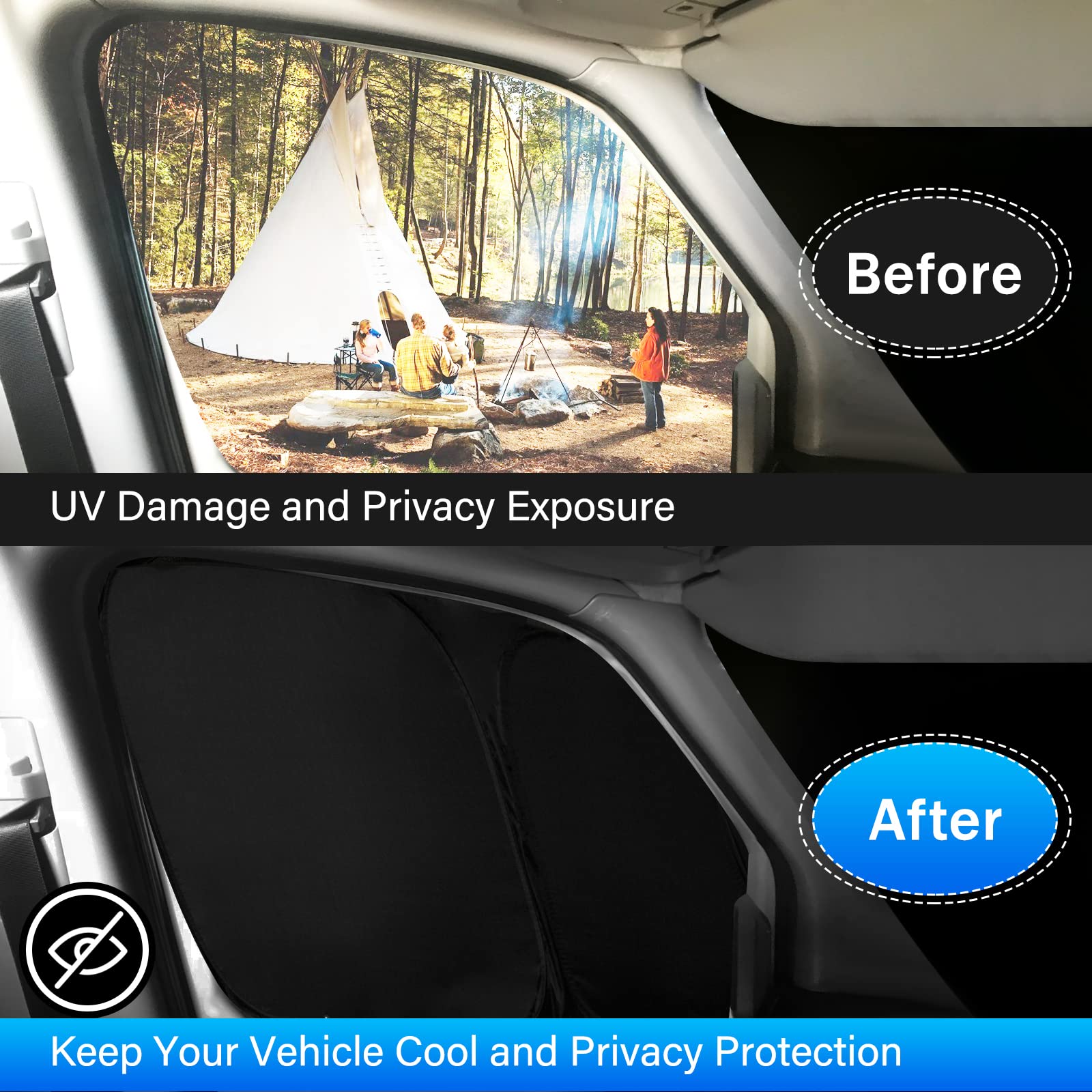 T TGBROS Sun Shade for Ford Transit 2015-2025 Windshield Front Side Window Sun Shade Car Window Shades Privacy for Transit Van M