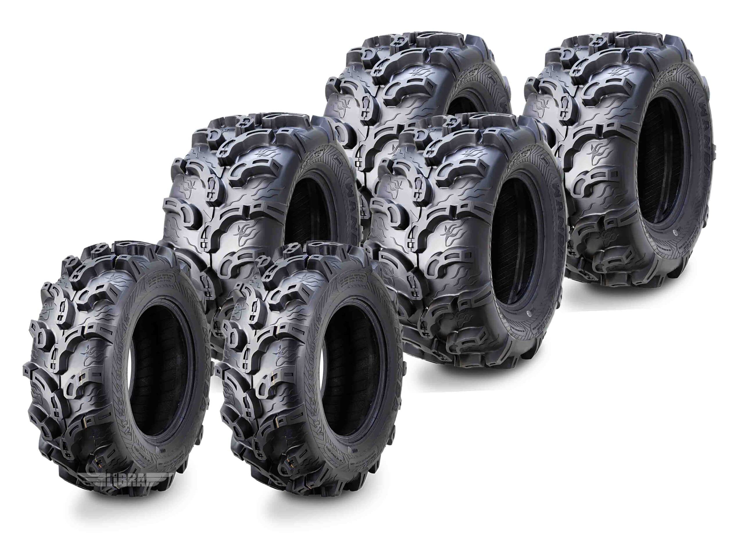Wanda Set Of 6 Atv Utv Tires (2) 25X8-12 Front & (4) 25X11-10 Rear 6Pr Super Lug Mud