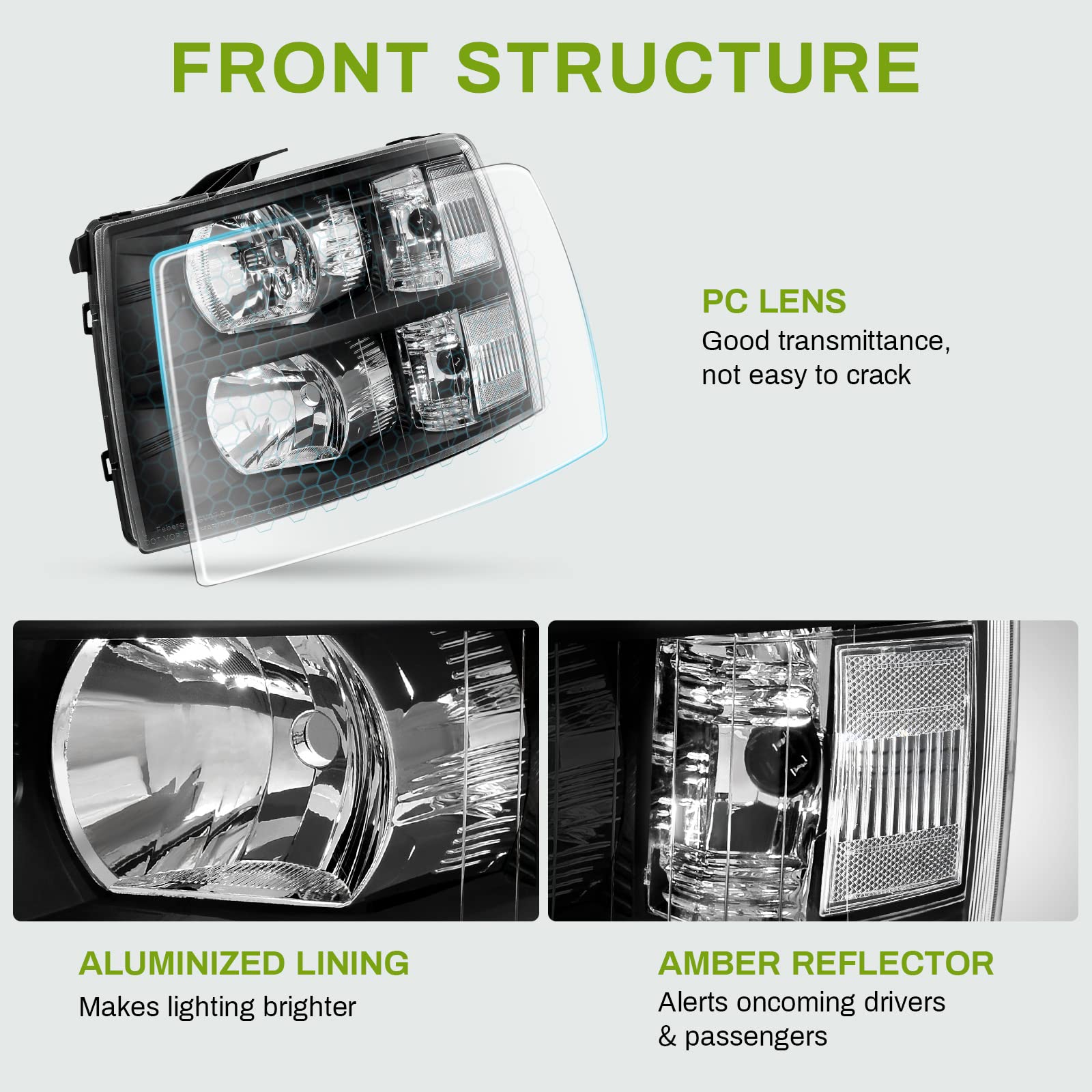 Autosaver88 Headlight Assembly Compatible With 2007-2013 Chevy Silverado 1500/2007-2014 Silverado 2500Hd 3500Hd Models Only Head