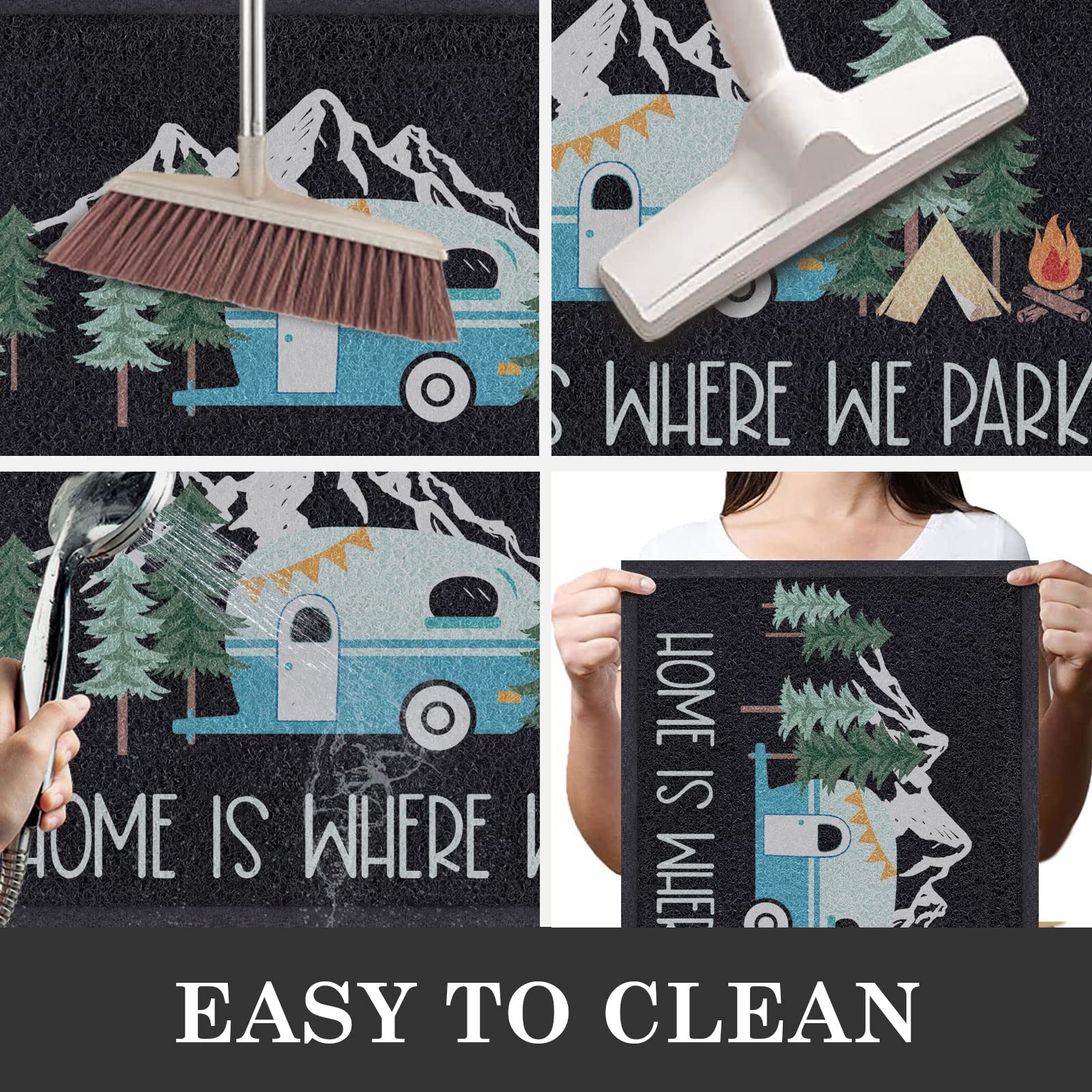 Comfoyar Welcome Door Mat, 17' X30'', Home Is Where We Park It Camping Door Mats, Welcome Mat With Rubber Backing For Shoe Scraper, Non Slip, Easy To Clean Mat Rug For Outside Camper Decor