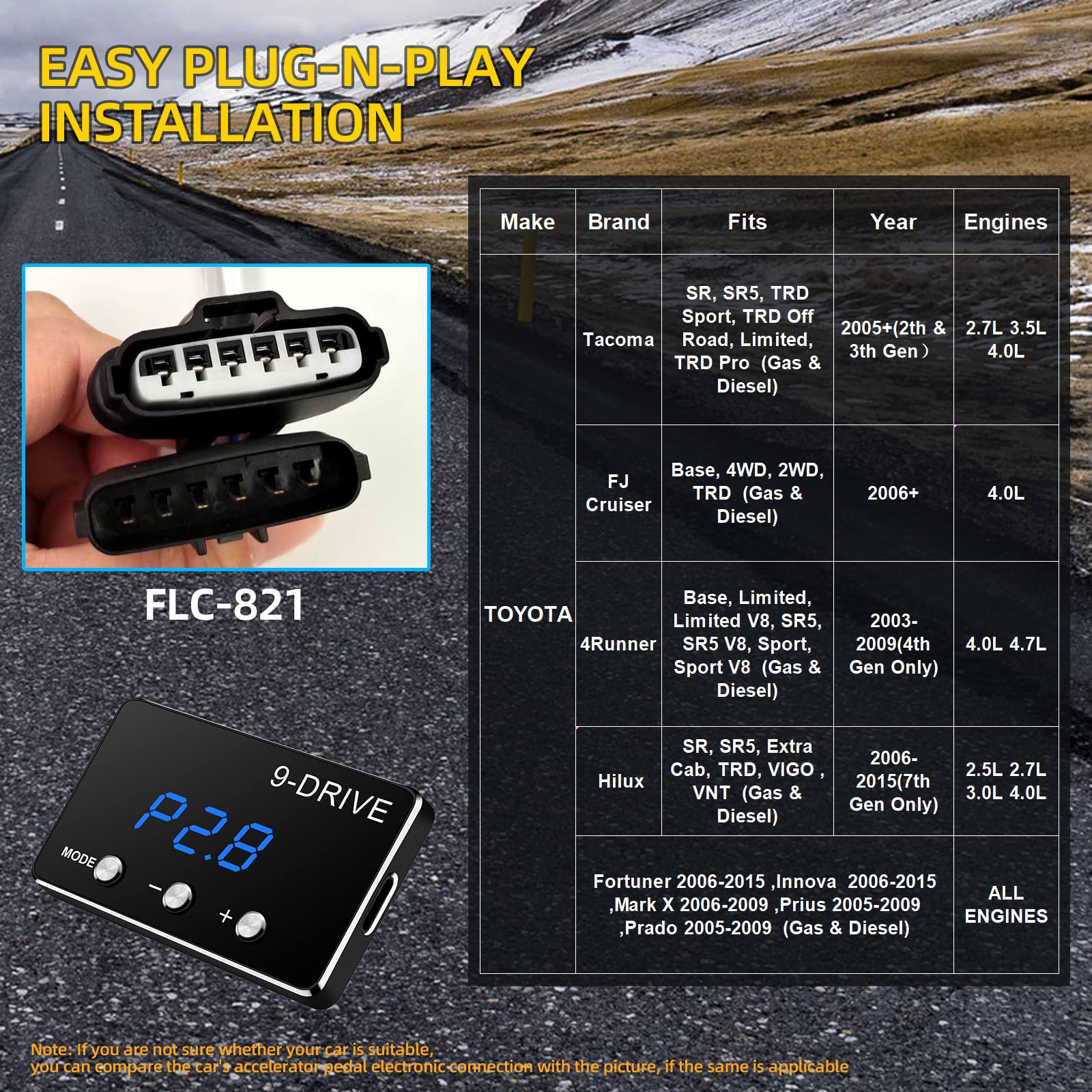 Throttle Response Controller 9 Drive Modes Smart Electronic Racing Accelerator Compatible With Toyota Tacoma Fj Cruiser 4Runner