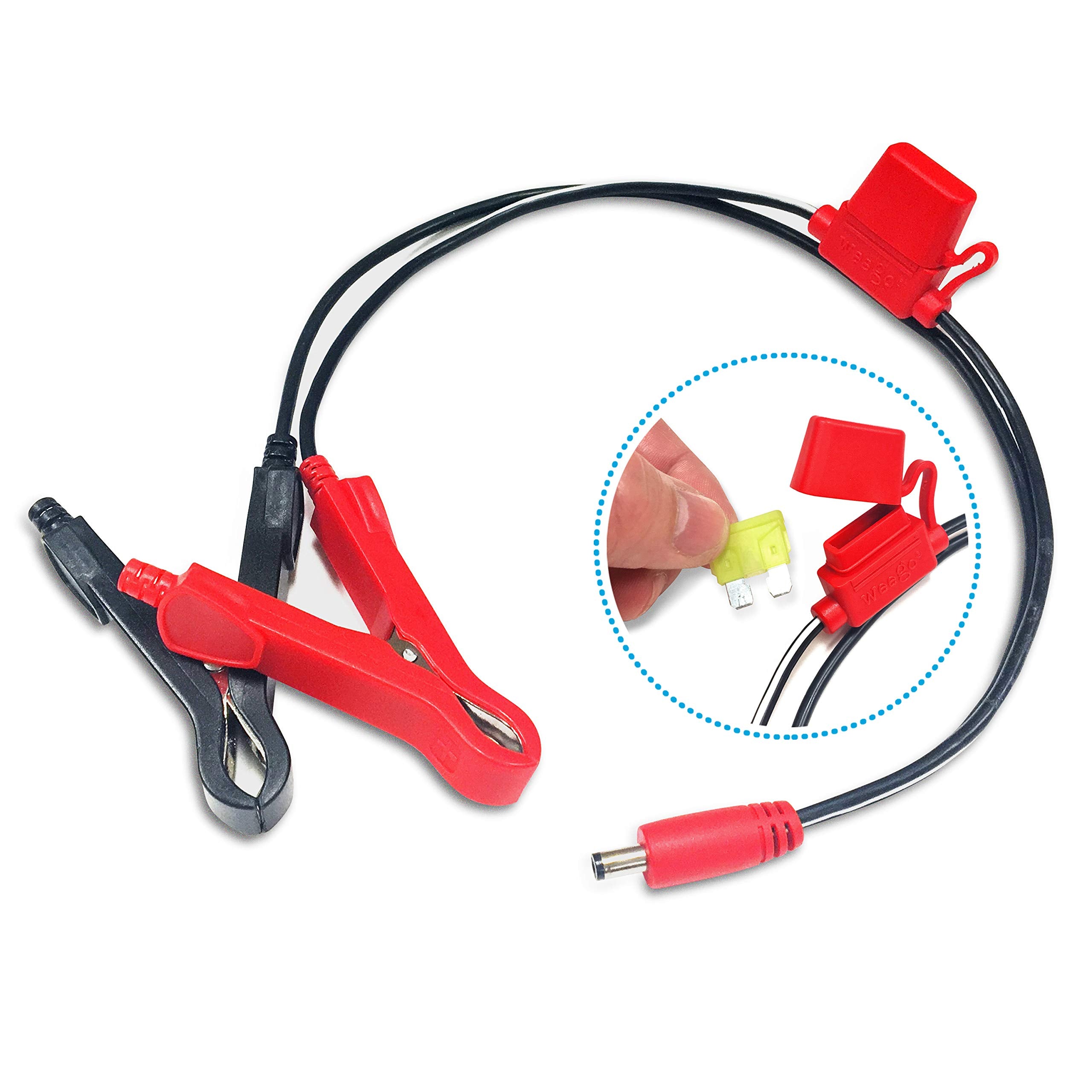 Weego 12V Mini Clamps, 20A Replaceable Fuse, Fits 5Mm Barrel Jack Output (Jsmc)