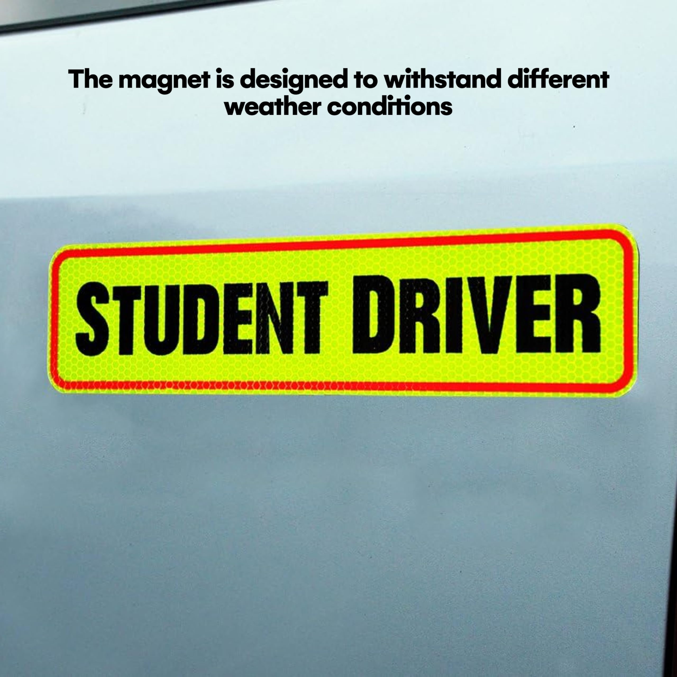 Reflective Student Driver Magnet | 12'' Car Magnet Sticker For New & Beginner Drivers | Weatherproof & Magnetic | Accessories Fo