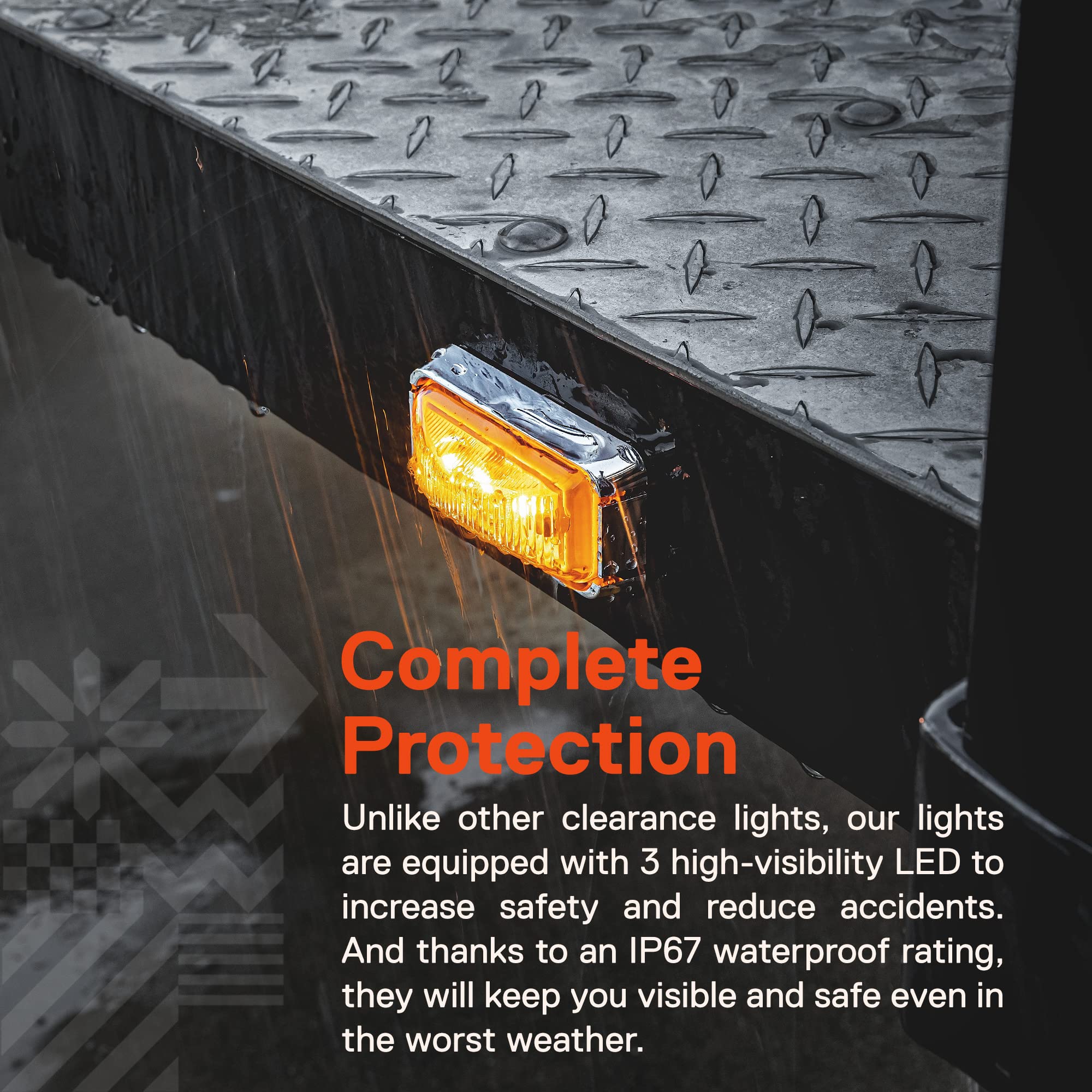 True Mods 8Pc 2.5'' 2.5'' Amber Led Trailer Marker Light W/Chrome Bezel [Dot Fmvss 108] [Sae P2Pc] [Surface Mount] [Waterproof I