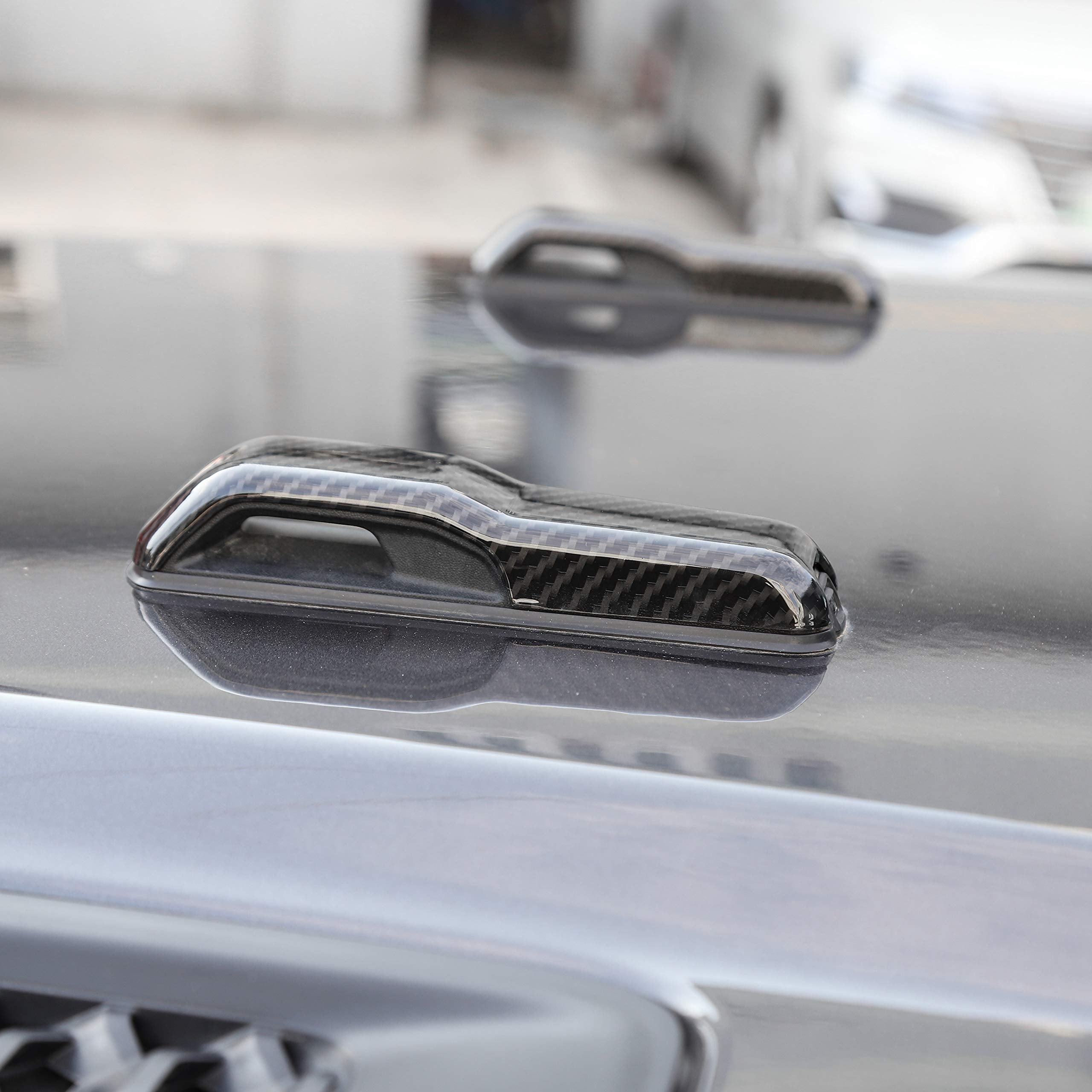 CheroCar Carbon Fiber Engine Hood Hinge Cover Stickers for Jeep Wrangler JL & Gladiator JT 2018-2024, Exterior Accessories