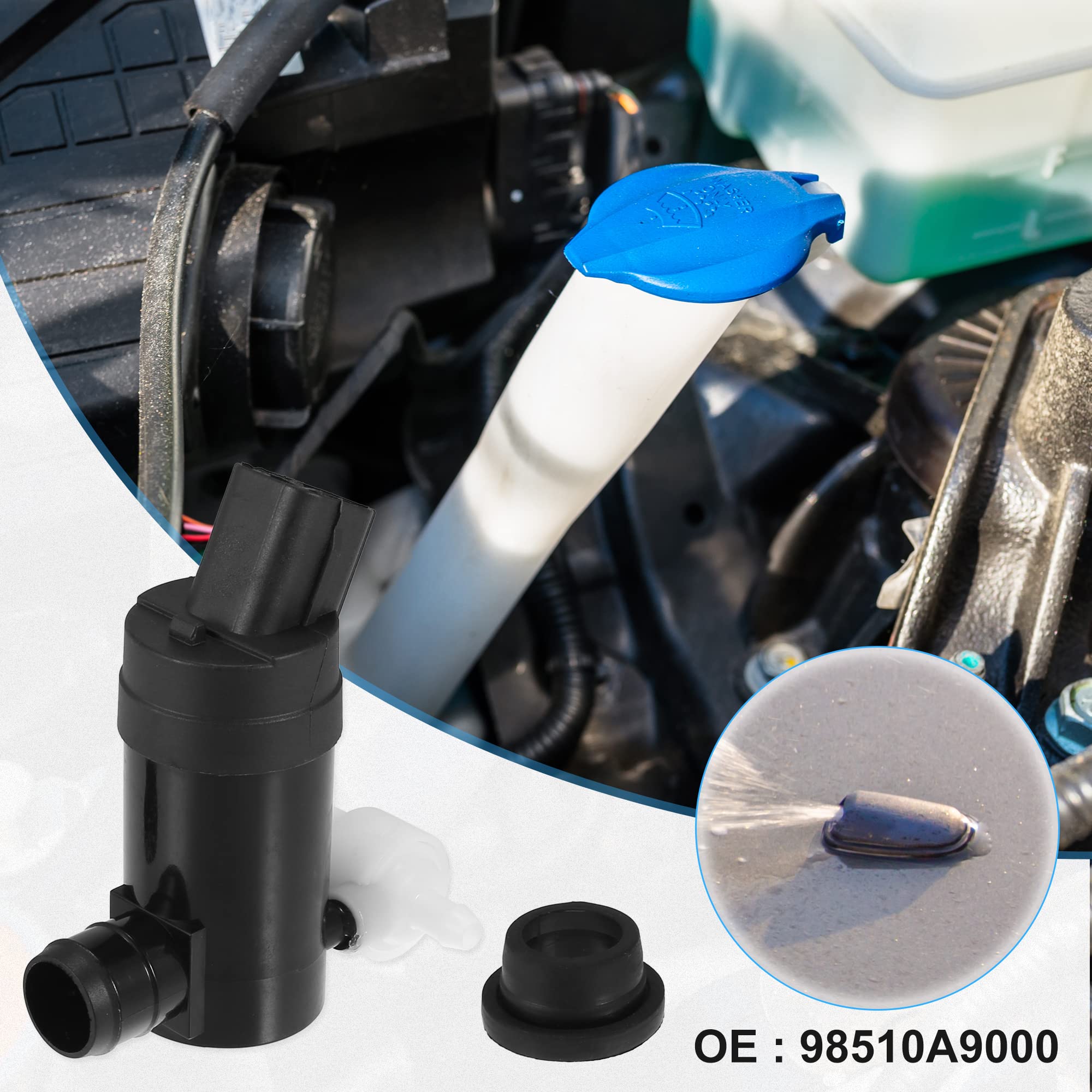 ACROPIX Windshield Washer Motor Pump Fit for Kia Sedona Sorento - Pack of 1 Pcs Black