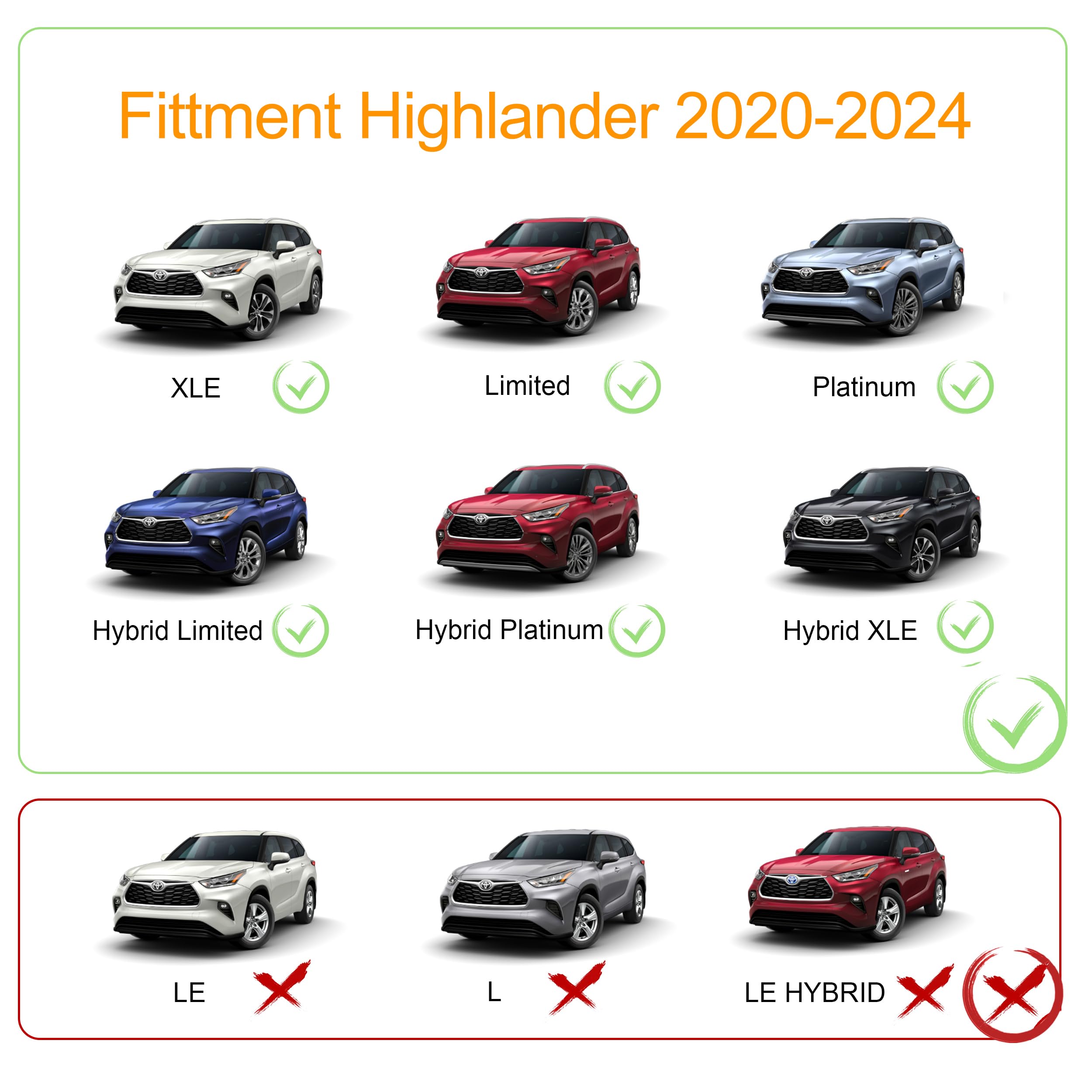 Autekcomma Heavy Duty Roof Rack Cross Bars Replacement For Toyota Highlander 2020-2024(Not Fit Le Models & Grand Highlander),Anti Theft Mechanism Lock With Max 260 Lbs Loading Weight Crossbars