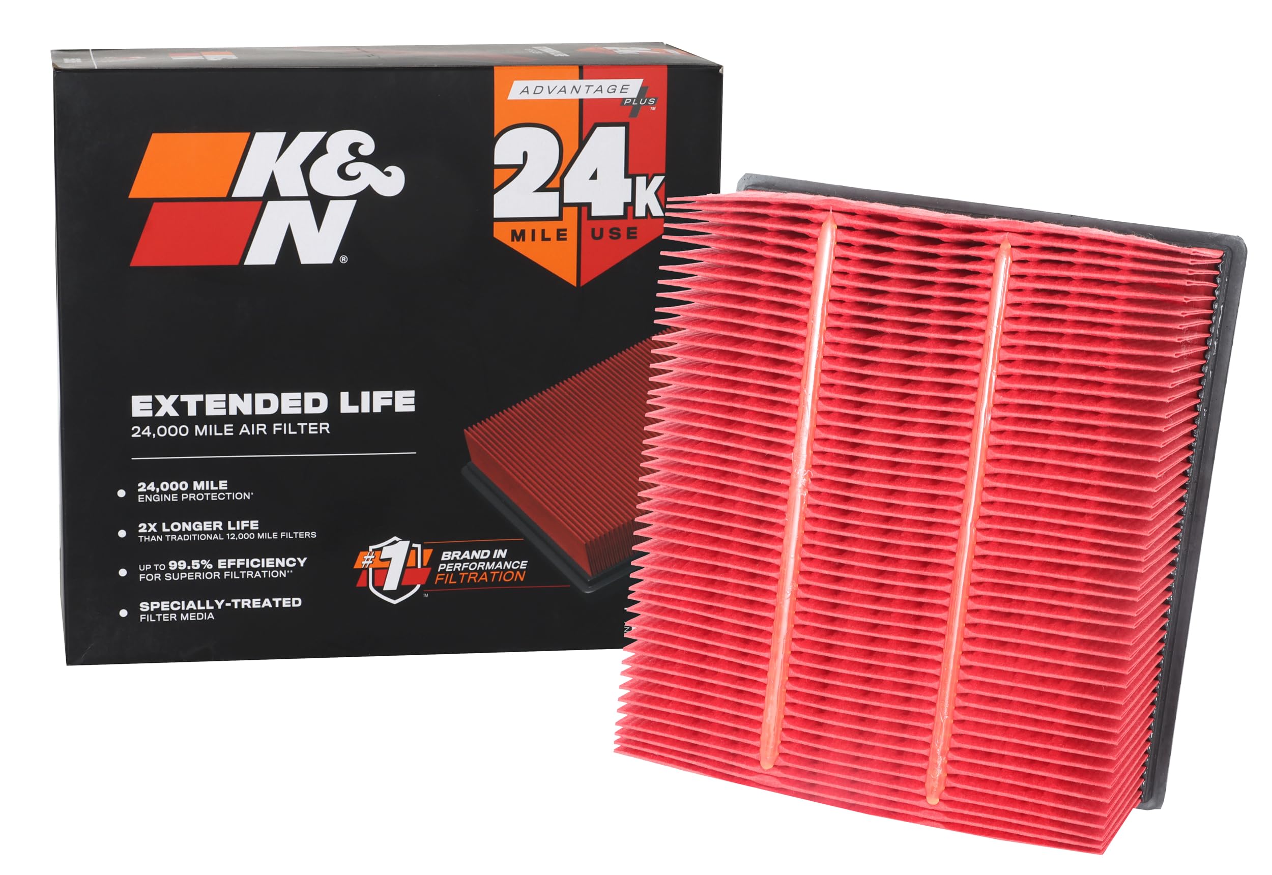 K&N Engine Air Filter: Extended Life 24,000 Mile Replacement Air Filter: Compatible With 2013-2019 Dodge Ram Truck L6 Dsl/V8 Fi