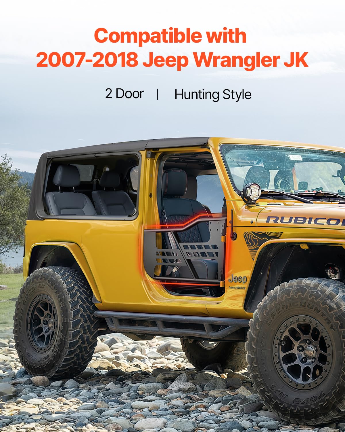 VEVOR Jeep Tube Doors, 2-Door, Hunting Style Jeep Tubular Door with Heavy-Duty Hinges & OE Latch, Jeep Doors with Rubber Pads &