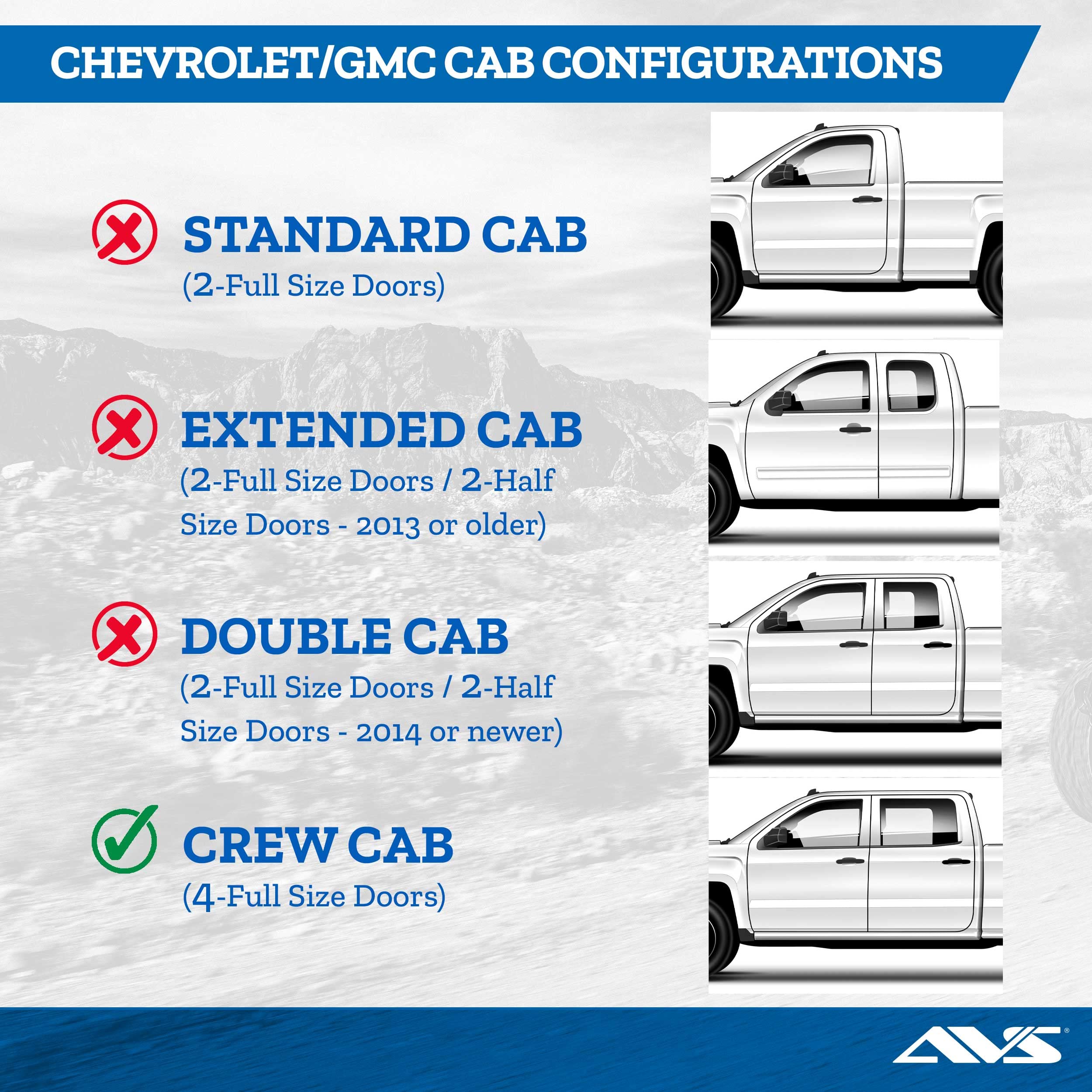 Auto Ventshade [Avs] In-Channel Rain Guards For 2014-2018 Silverado & Sierra 1500 Crew, 2015-2019 Silverado & Sierra 2500Hd-3500