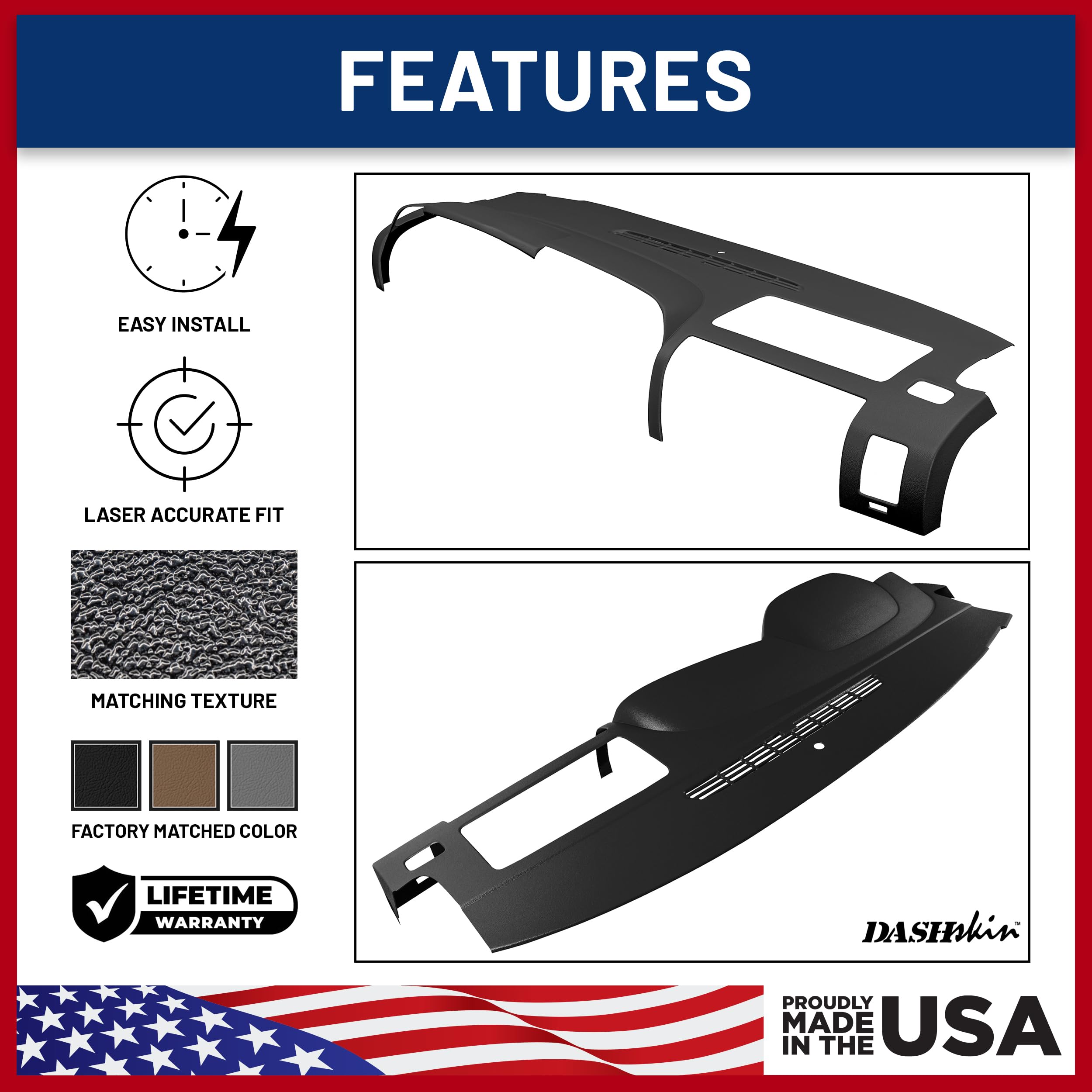 Dashskin One Piece Molded Dash Cover Cap Compatible With 2007-2013 Silverado Sierra W Dual Glovebox Dashboards In Ebony Black -