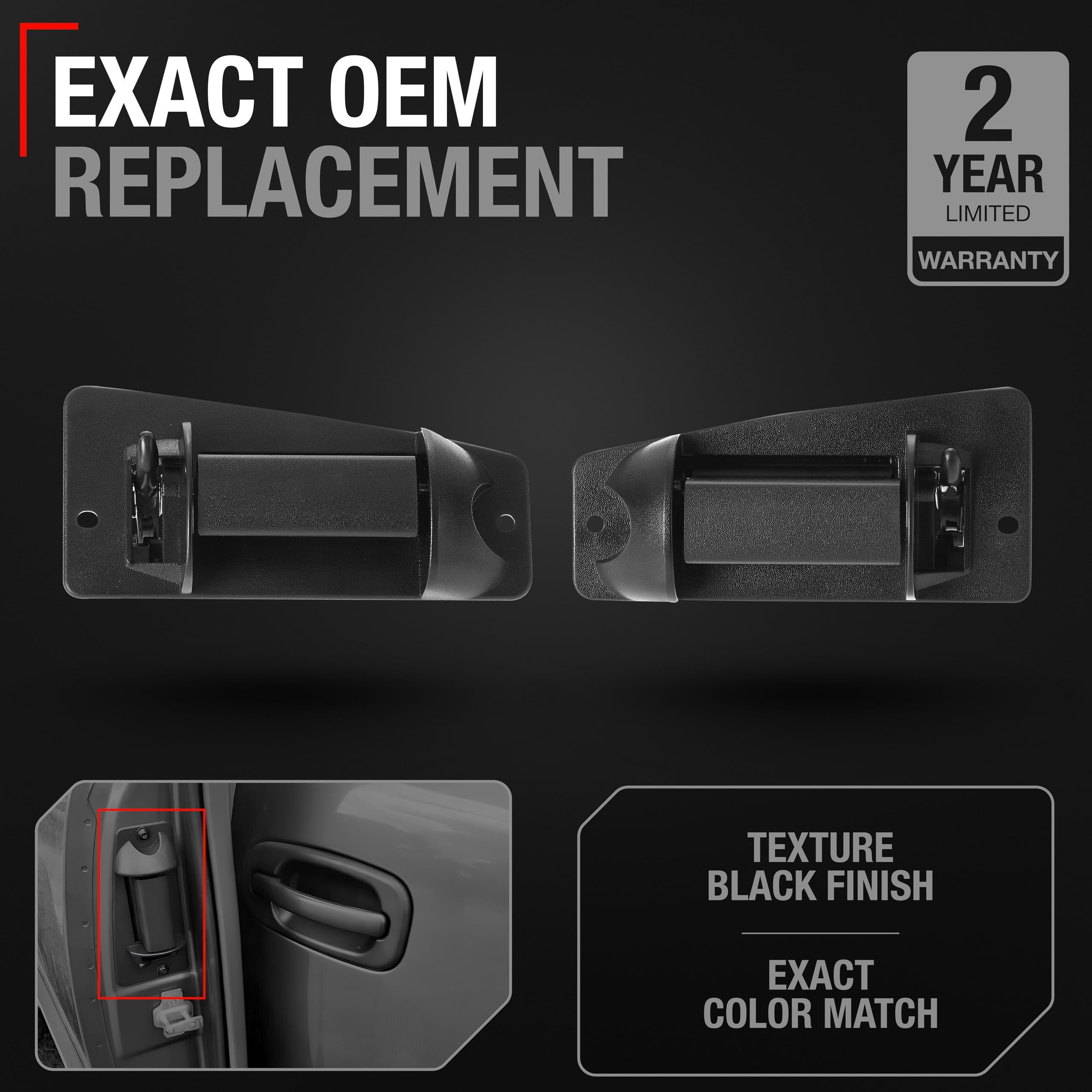 Extended Cab Door Handle, Rear Driver & Passenger Door - Compatible with 1999-2007 Chevrolet Silverado 1500, 2500, 3500; 99-07 G