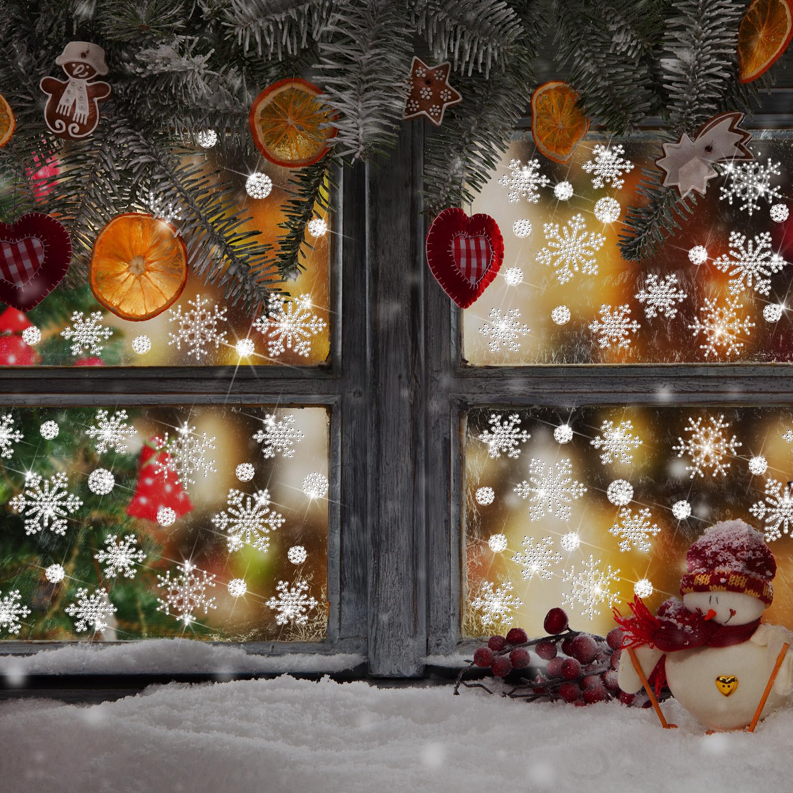 Epakh 84 Pcs Rhinestone Snowflake Stickers Winter Snowflake Stickers Decoration Crafts Glitter Crystal Decals For Winter Holiday