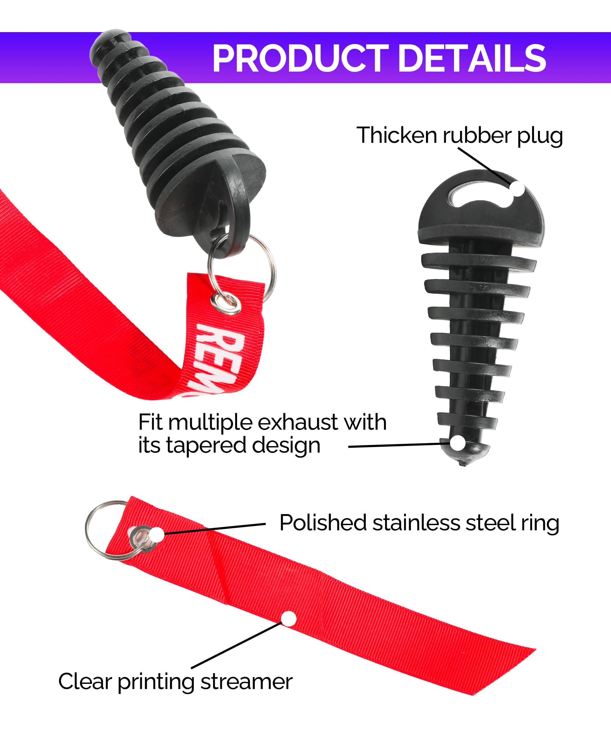 RACOONA 2PCS Muffler Exhaust Wash Plug,Dirt Bike Accessories Muffler Exhaust Tail Pipe Plug,0.6''-1.5''/1.1''-1.8'' Wash Plug,Fi