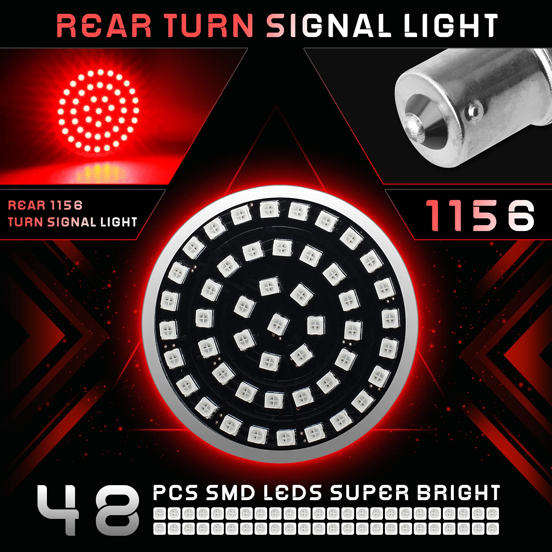 Quasco Led Turn Signal Lights 1157 Front + 1156 Rear Blinkers With Smoked Lens For 2 Inch Bullet Housing Compatible With Harley