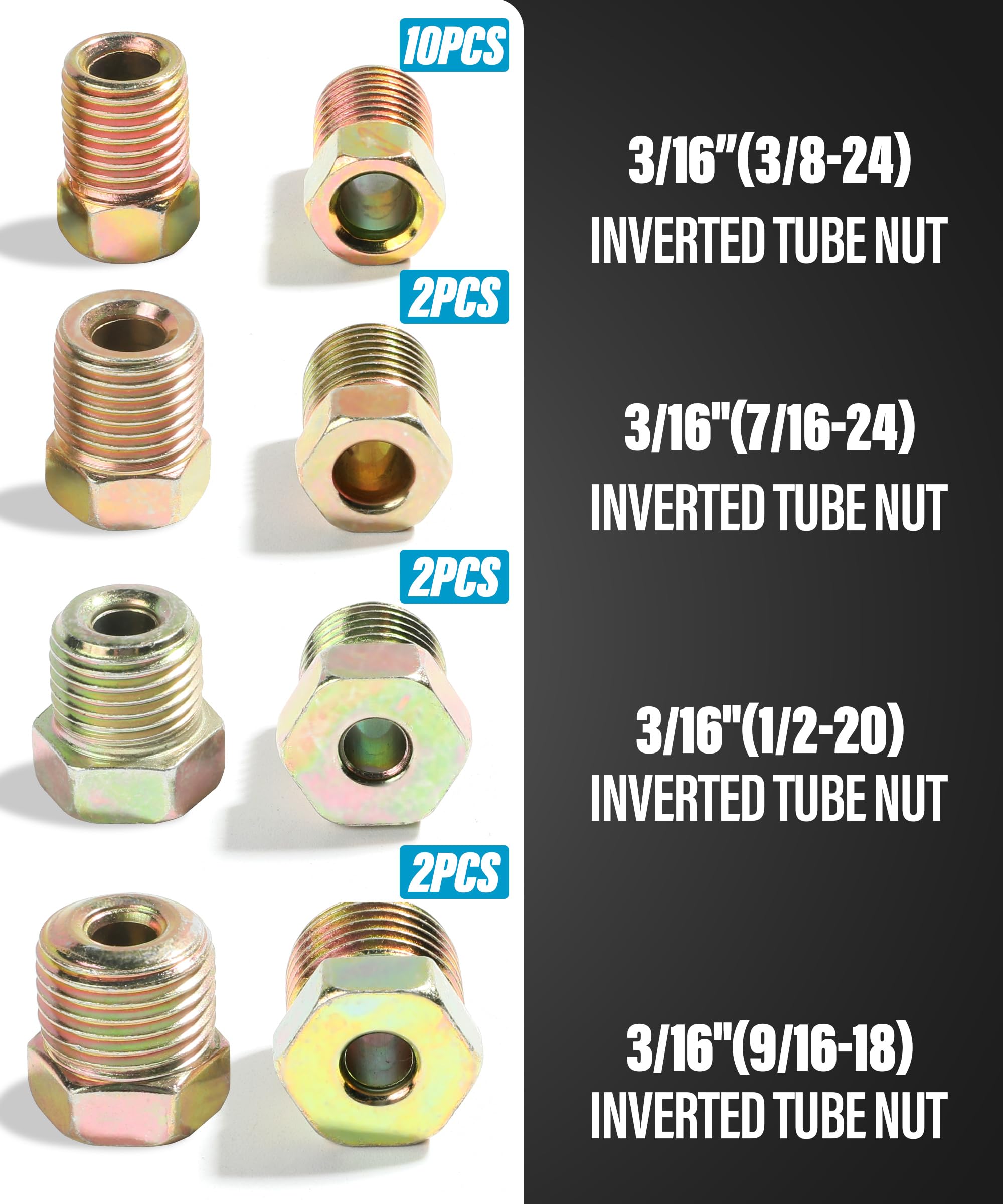 Yakefly 25 Ft 3/16 Copper Coated Brake Line Kit With 16 Fittings And 4 Unions Brake Line Fittings,Brake Line Double & Single Flaring Tool Kit,Fits For Most Hydraulic Braking Systems,Fuel Systems,Etc
