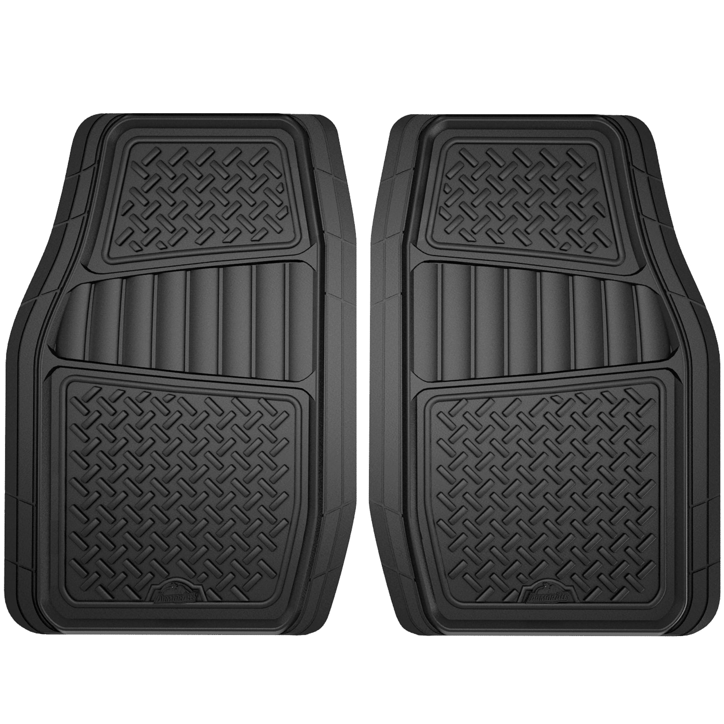 Armor All 78830 2-Piece Black Rubber All-Weather Trim-To-Fit Floor Mats For Trucks And Suvs