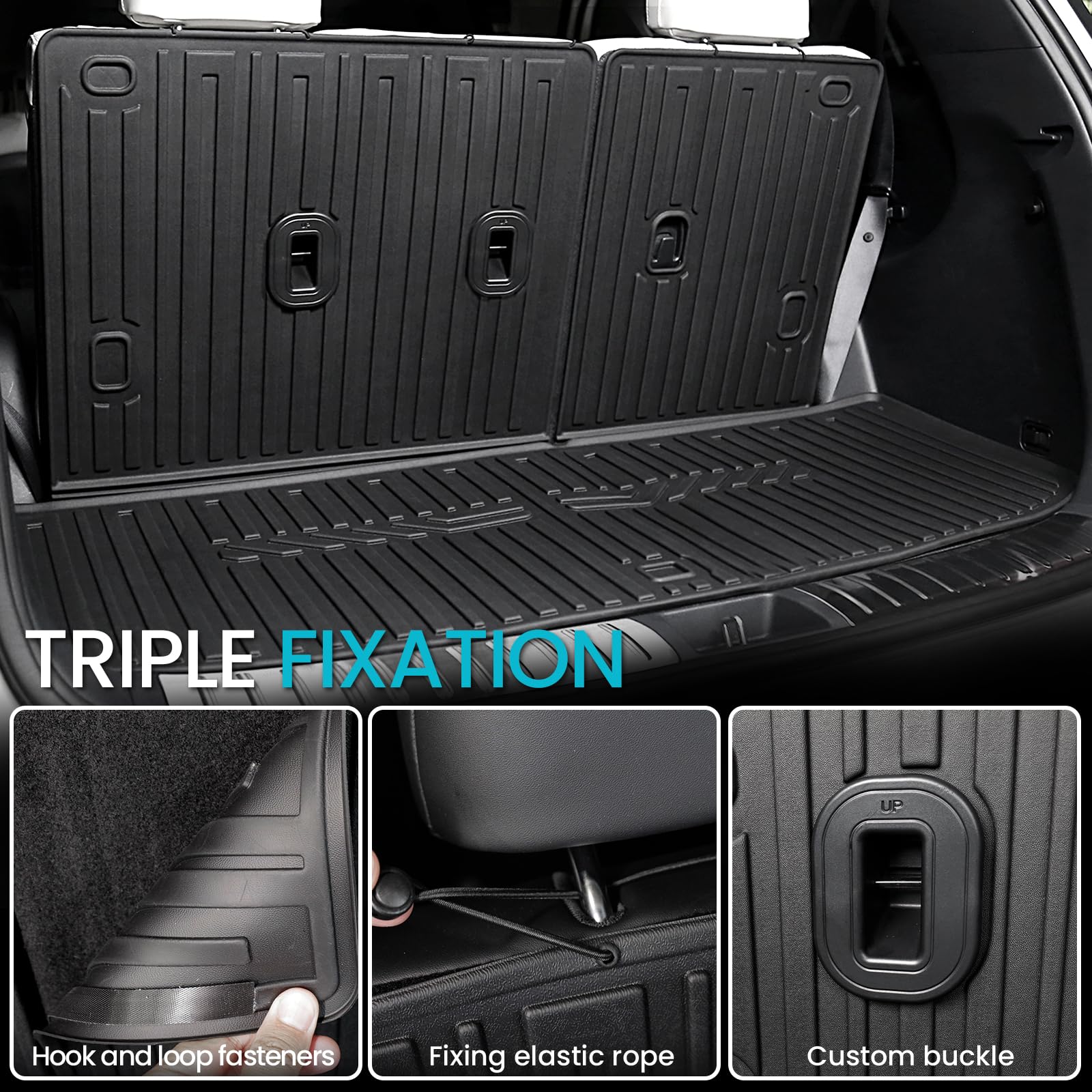 Joularise Cargo Mat With Backrest Mats For 2020-2025 Hyundai Palisade Accessories, All-Weather Cargo Liner Trunk Mat For Palisad