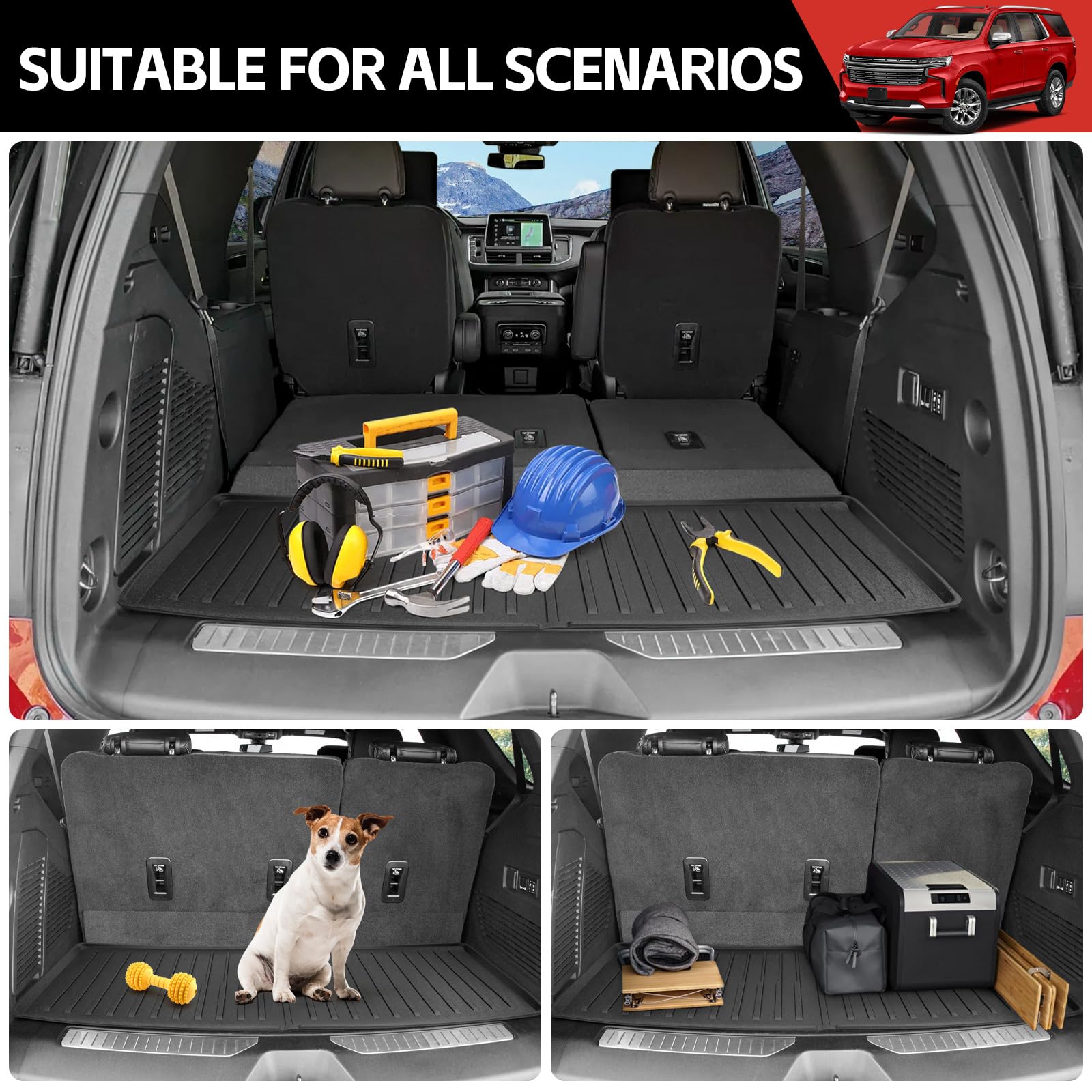Utiiy Cargo Mat Fit for 2022-2024 Chevy Tahoe/GMC Yukon Accessories, Cargo Liner TPE Trunk Mat All Weather Trunk Liner for GMC Y