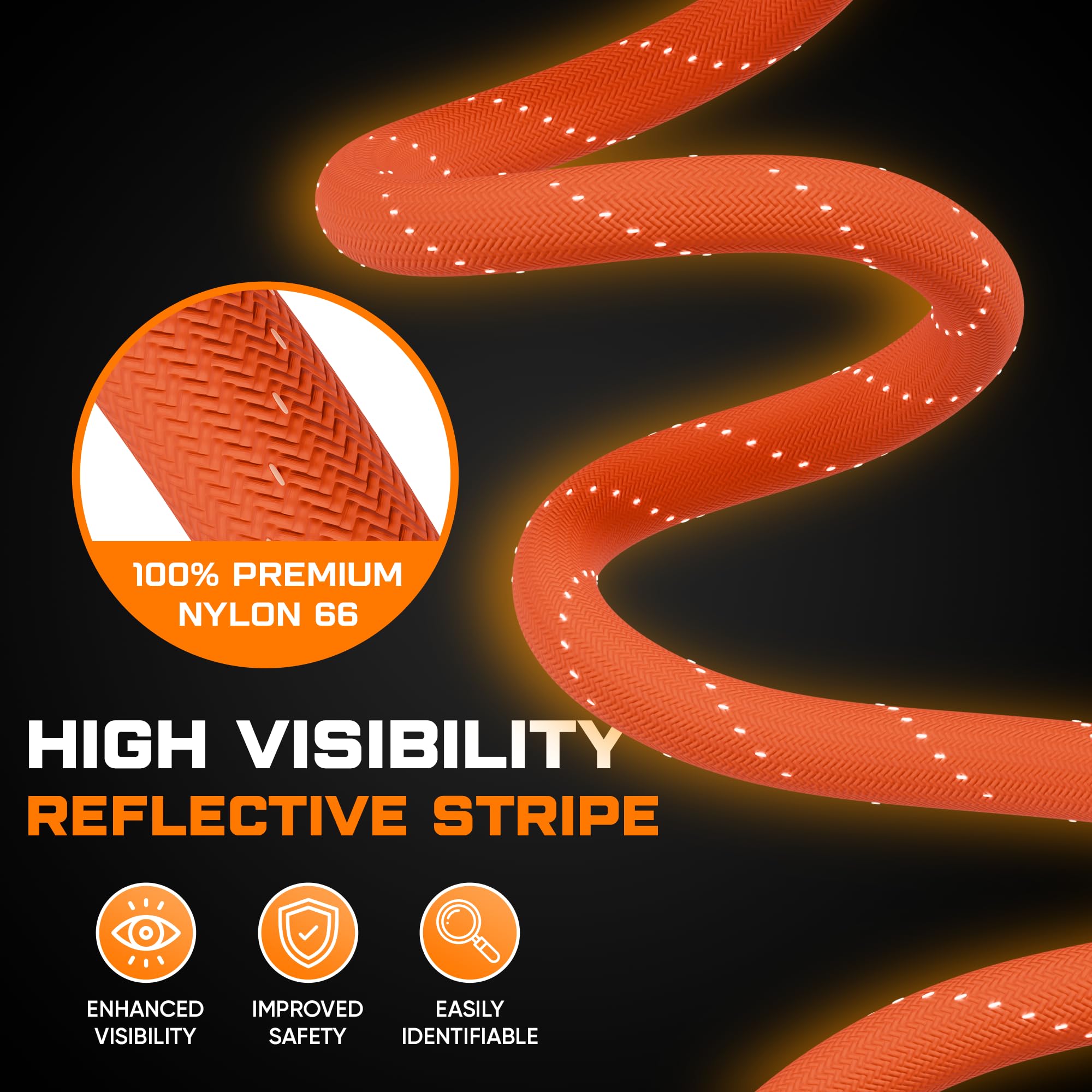 1'' X30Ft Kinetic Recovery Rope (48,500Lbs) - Heavy Duty Recovery Kit With Tow Strap, 2 Soft Shackles (7/16''X22''), Off-Road Sh