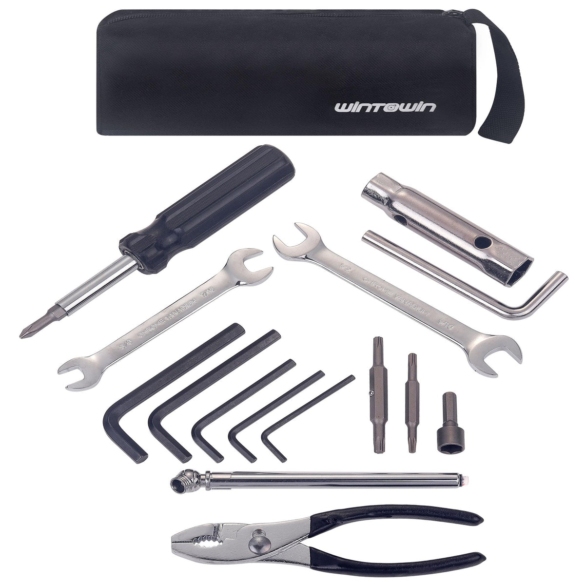 WINTOWIN Motorcycle Repair Tool Kit for Harley Davidsons Motorcycles,Bike Basic Repairs Tool Set,Roadside Kit,Gift for Father Hu