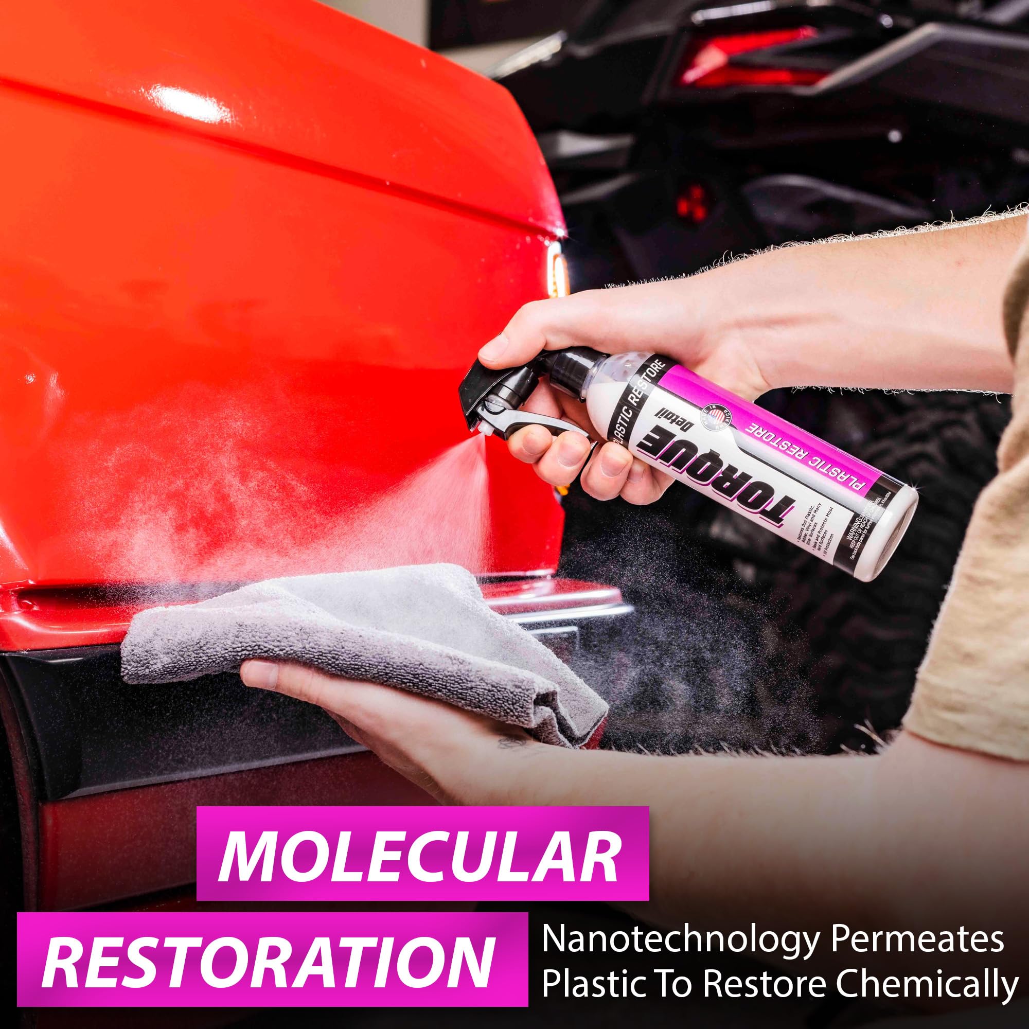 Torque Detail Plastic & Trim Restorer Spray - Restores, Shines & Protects Plastic, Vinyl & Rubber Surfaces With Molecular Restor
