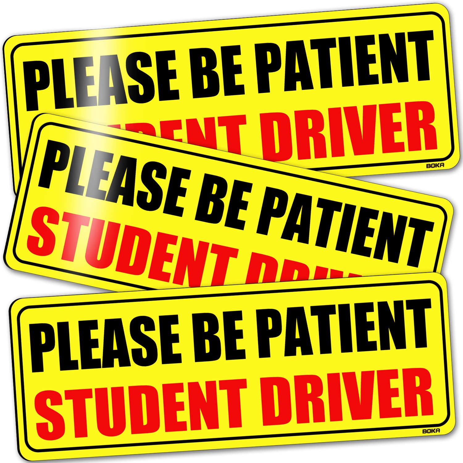 BOKA Student Driver Magnet for Car, 9''x3.5'' Upgraded Please Be Patient New Driver Safety Signs, Teen Rookie Novice Driver Vehi