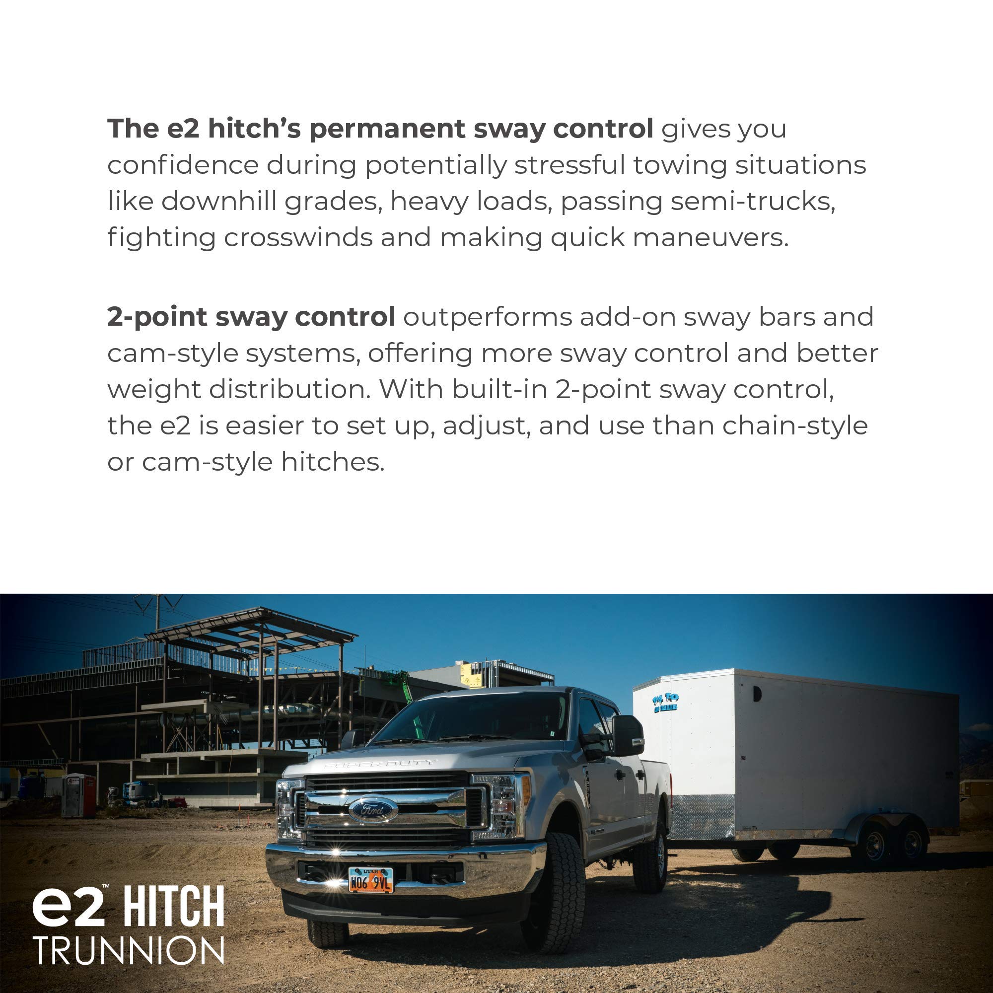 Fastway E2 2-Point Sway Control Trunnion Hitch, 92-00-0800, 8,000 Lbs Trailer Weight Rating, 800 Lbs Tongue Weight Rating, Weight Distribution Kit Includes Standard Hitch Shank, Ball Not Included