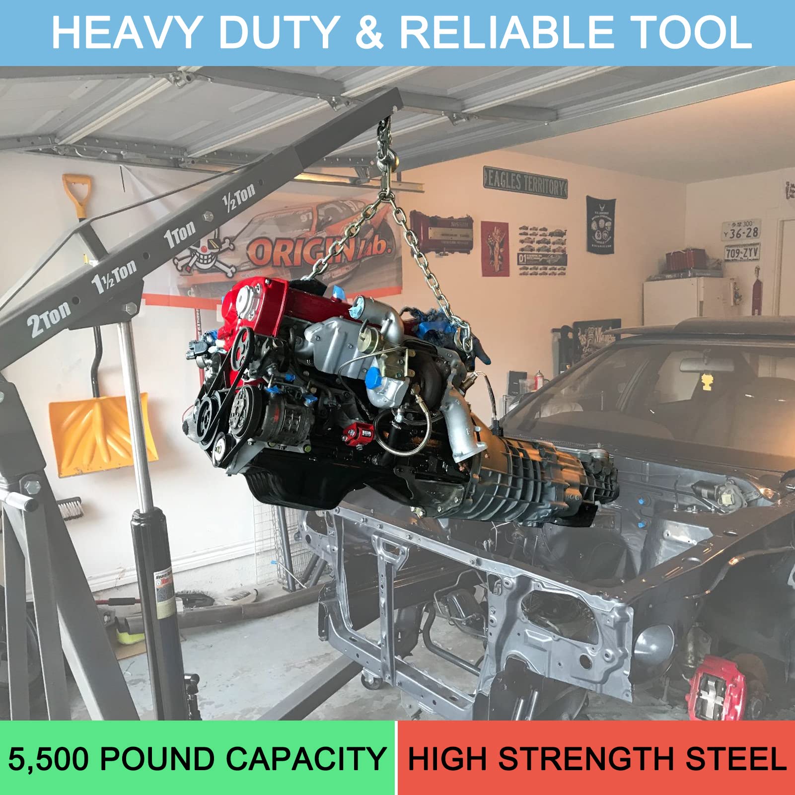 Novino 7100 Engine Lifting Bracket Set,5,500 Lb Capacity Engine Lift Bracket Kit For Use With Load Levelers And Slings-2 Sets,Bl