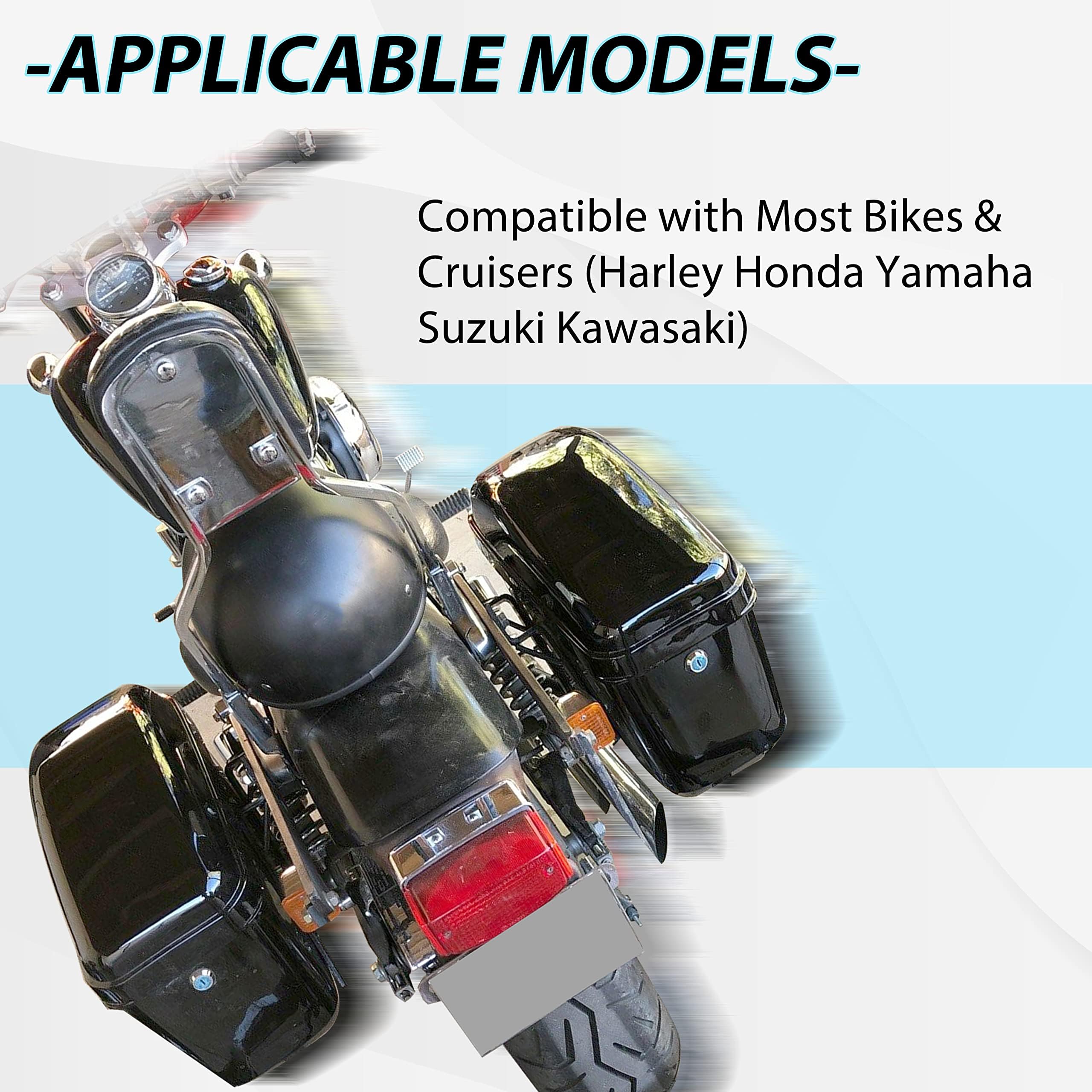 Ego Bike Hard Motorcycle Saddle Bags Saddlebags W/Mounting Kit Compatible With Harley Davidson Honda Shadow Kawasaki Vulcan Vn B