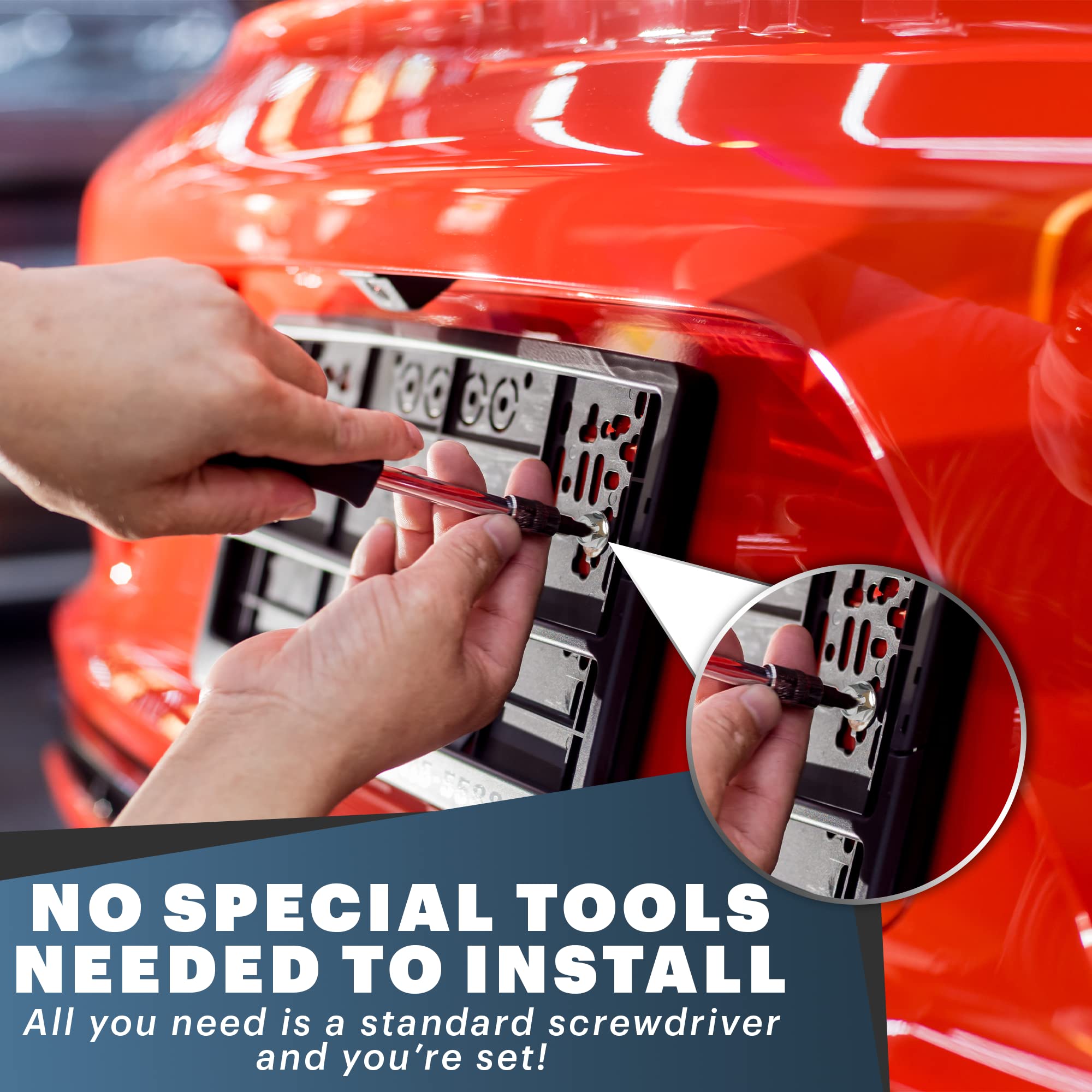 License Plate Screw Kit - Set Of 8 Stainless Steel Screws For Front And Back License Plates, Frames And Covers On Domestic Cars,