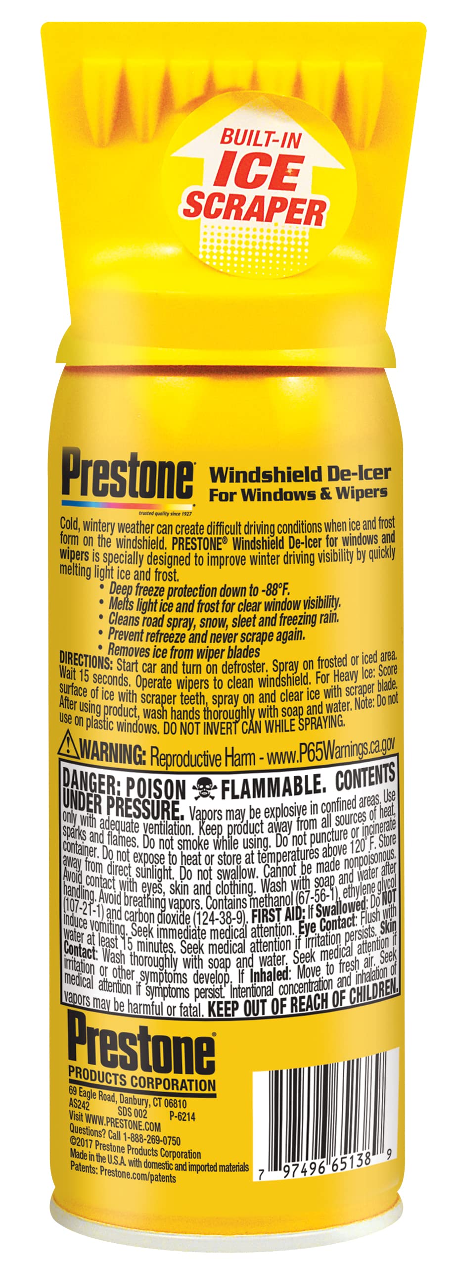 Prestone As242 Windshield De-Icer - 11 Oz. Aerosol