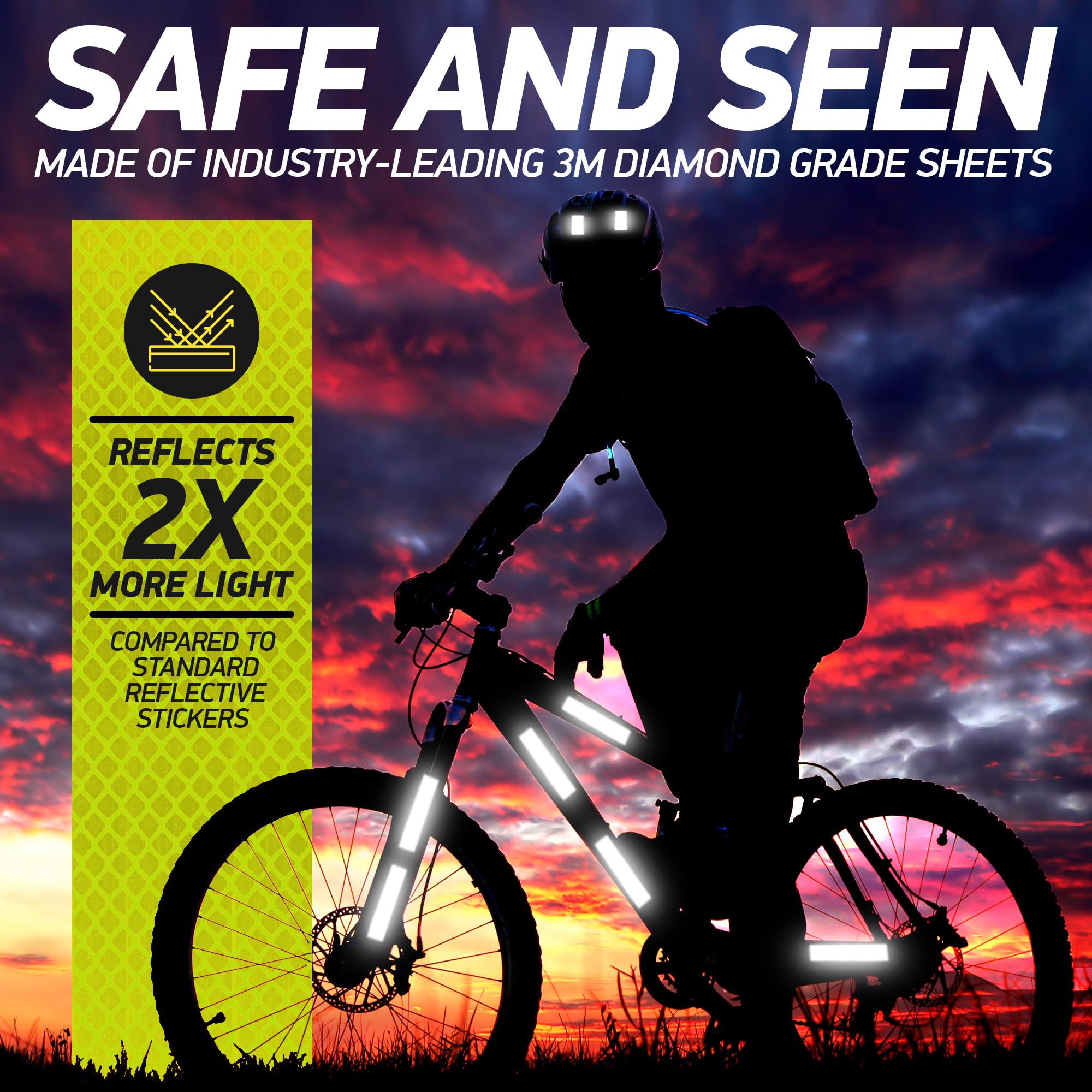 Byllstore High-Visibility Reflective Stickers | 3M Diamond Grade | Yellow-Green | 1.25 X 6'' | 5-Pack | Multipurpose Use For Hel