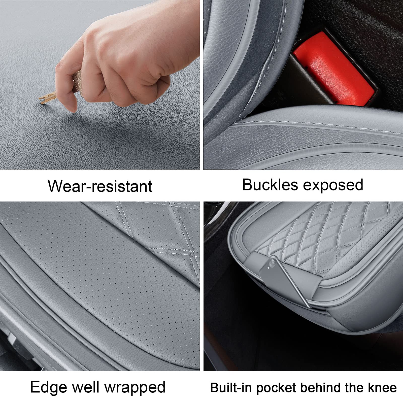 Mirozo Front Car Seat Covers,2Pcs Car Seat Covers Waterproof Faux Leather Automotive Seat Covers Universal Vehicle Seat Covers F