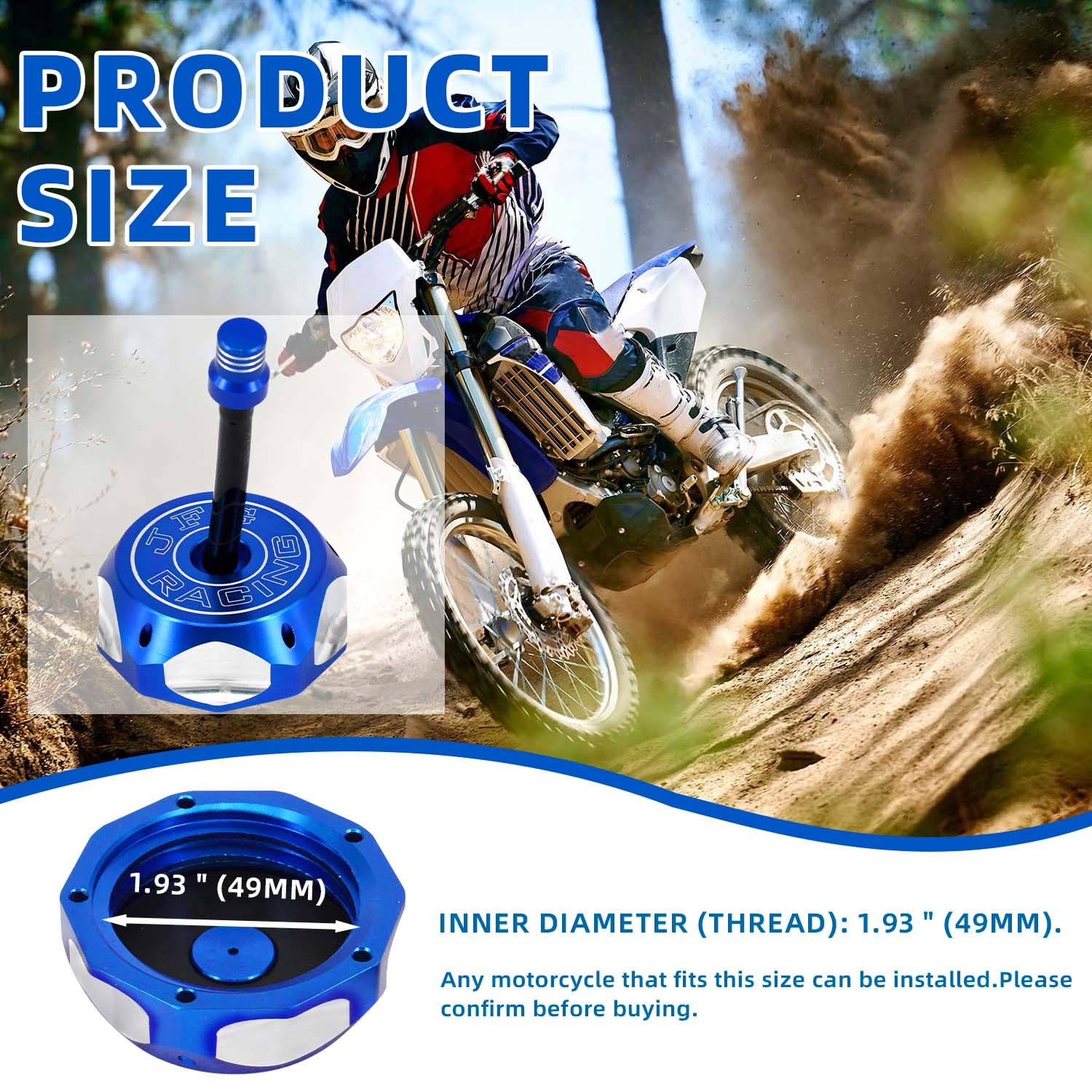 Dirt Bike Gas Cap,Motorcycle Gas Fuel Tank Cap With Breather Valve Universal Cnc For Yz Ttr 50Cc - 150Cc Crf Xr Rm Kx Klx Ssr Apollo Tao Tao Sdg Dirt Pit Bike Blue