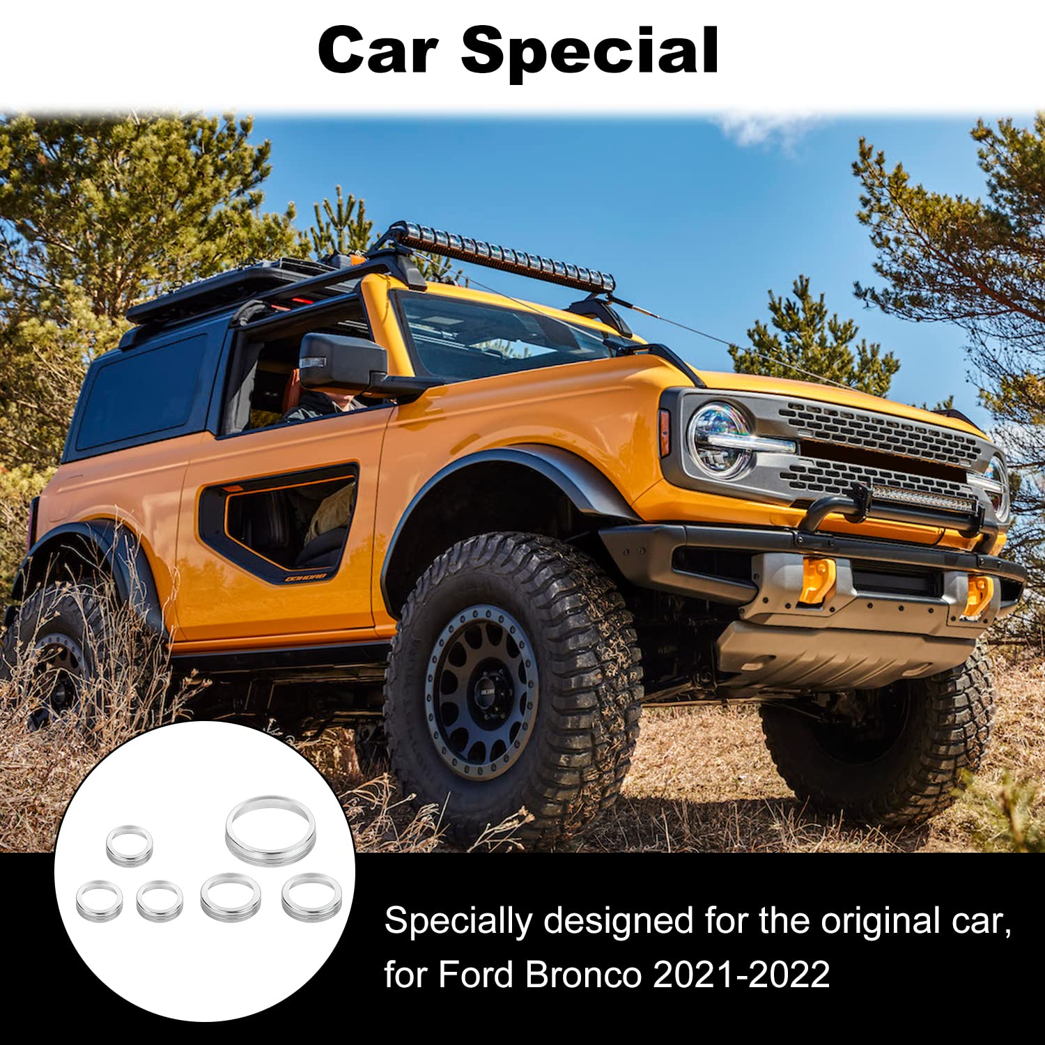 Jwwy Air Conditioner Headlight Switch Knob 4Wd Wheel Drive Trailer Gear Switch Knob Cover For 2021-2022 Ford Bronco Accessories