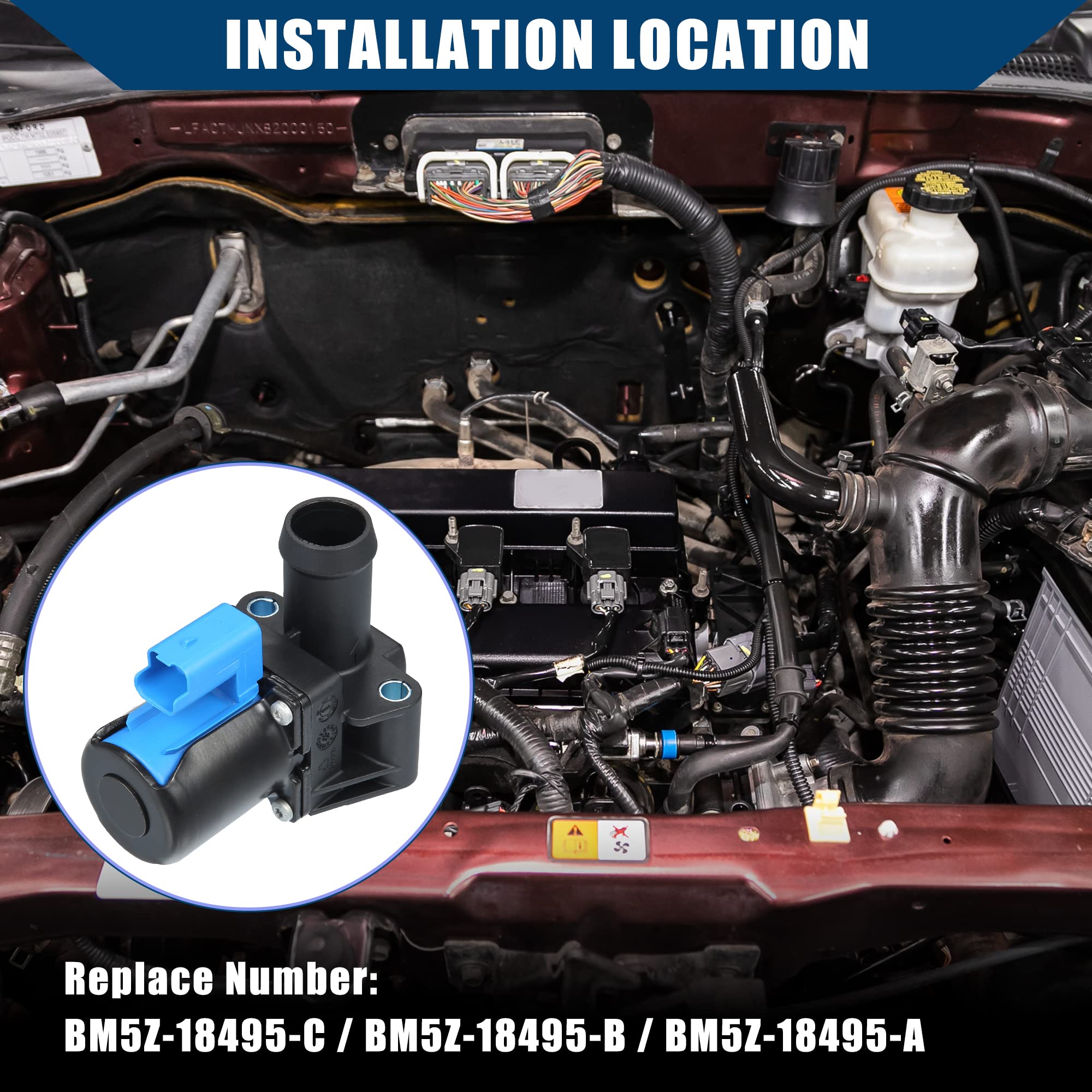 Hihaha No.Bm5Z-18495-C/Hvac Heater Control Valve For Ford Fusion Se 1.6T 13-14 For Ford Fiesta St 1.6T 14-19 / Heater Water Valve/Durable/Plastic / 1 Pc/Black