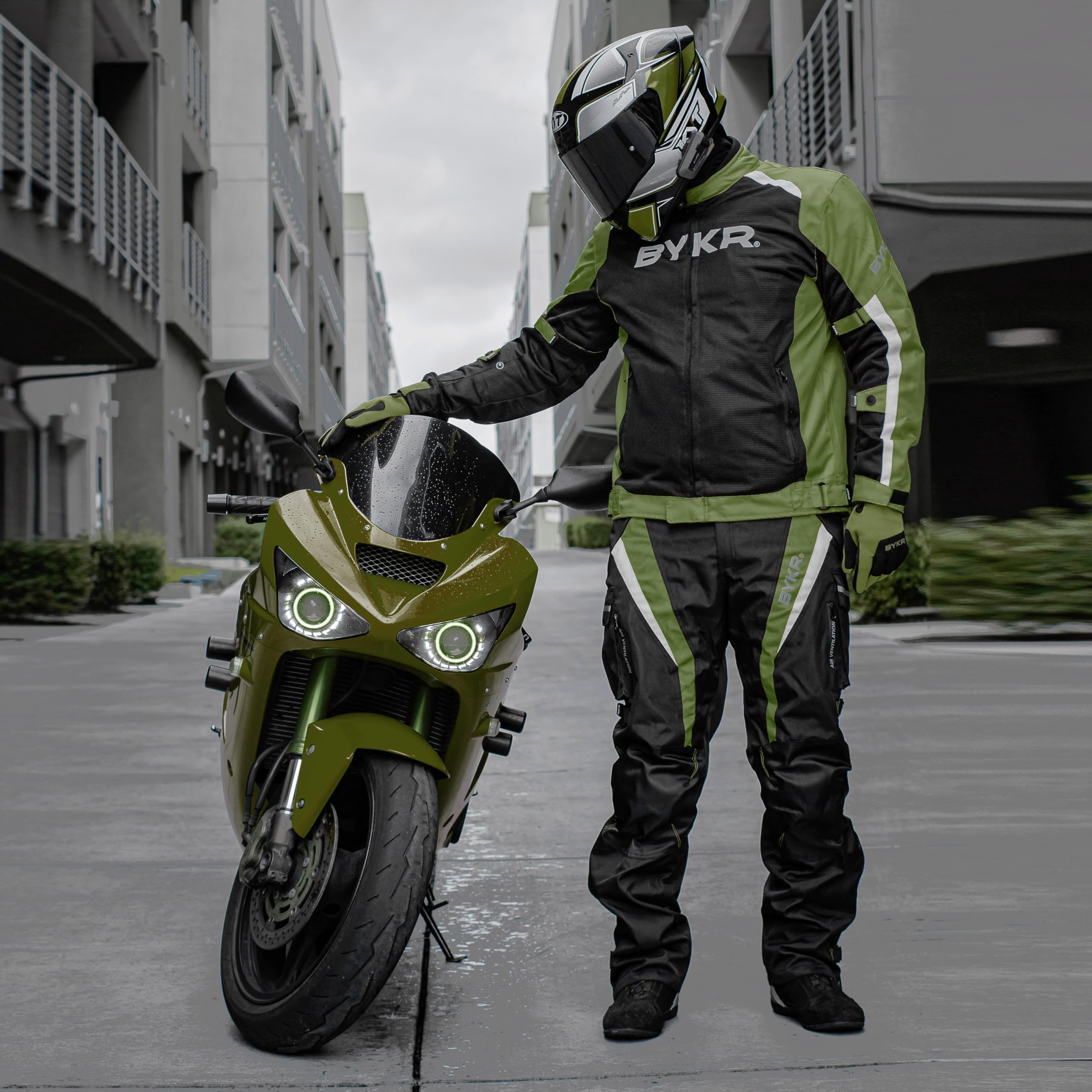 Bykr All-Weather Motorcycle Gloves For Men & Women - Protection For Dirt Bike, Bmx, Mx, And Atv Riding - Mil Green S