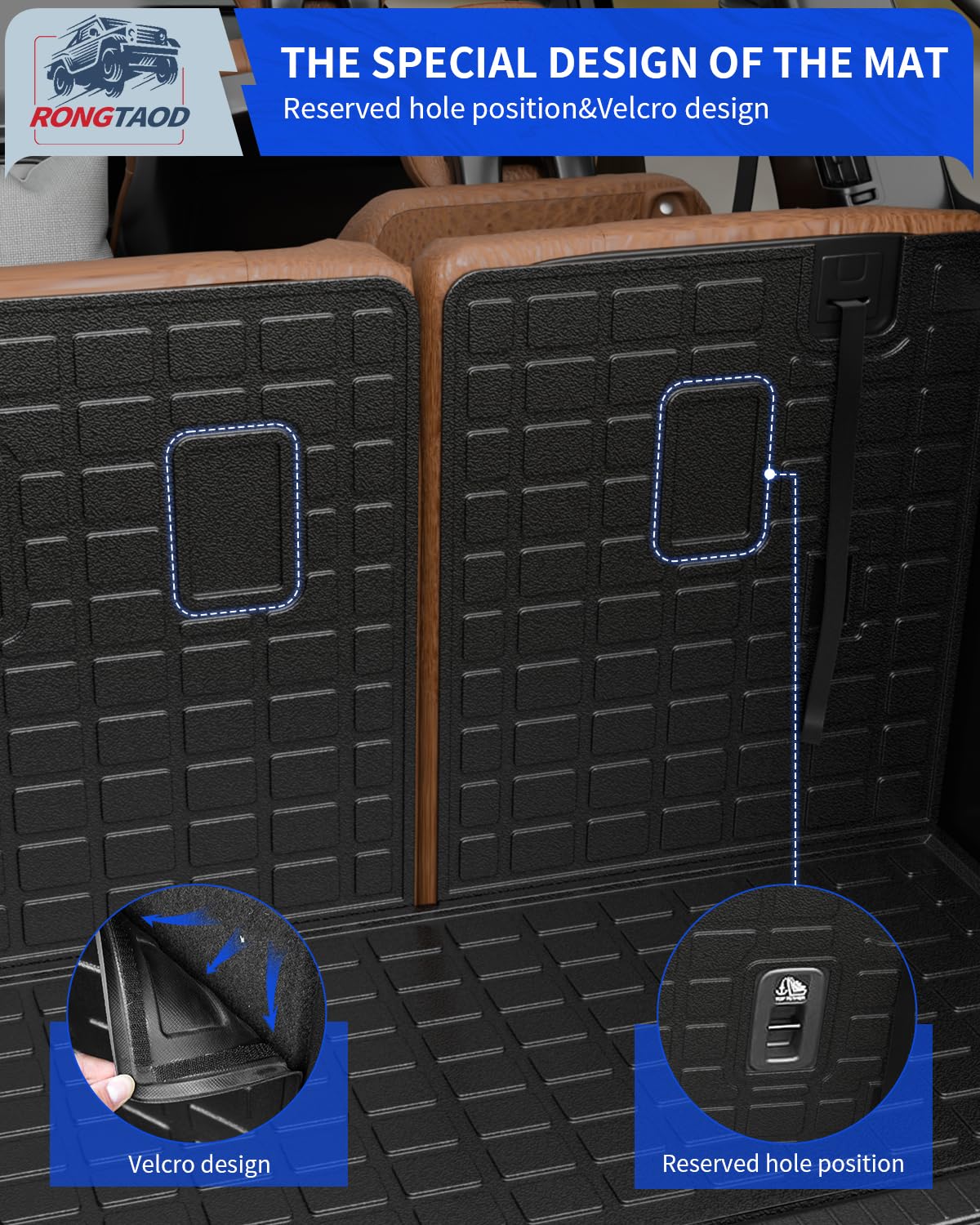 Rongtaod Cargo Mat Compatible with 2023 2024 2025 Honda Pilot Cargo Liner Trunk Mat TPE All Weather Back Seat Cover Protector Ho