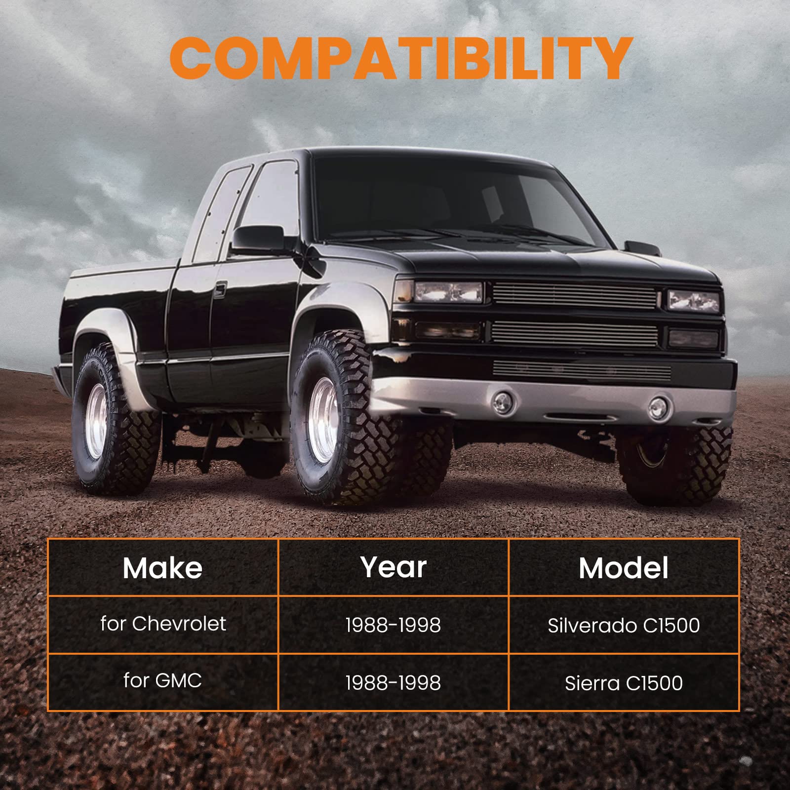 Tuningsworld 3   - 5    Shock Extenders for Chevy Silverado C1500, for GMC Sierra C1500 2WD 1988-1998, Rear Shocks Drop Lowering