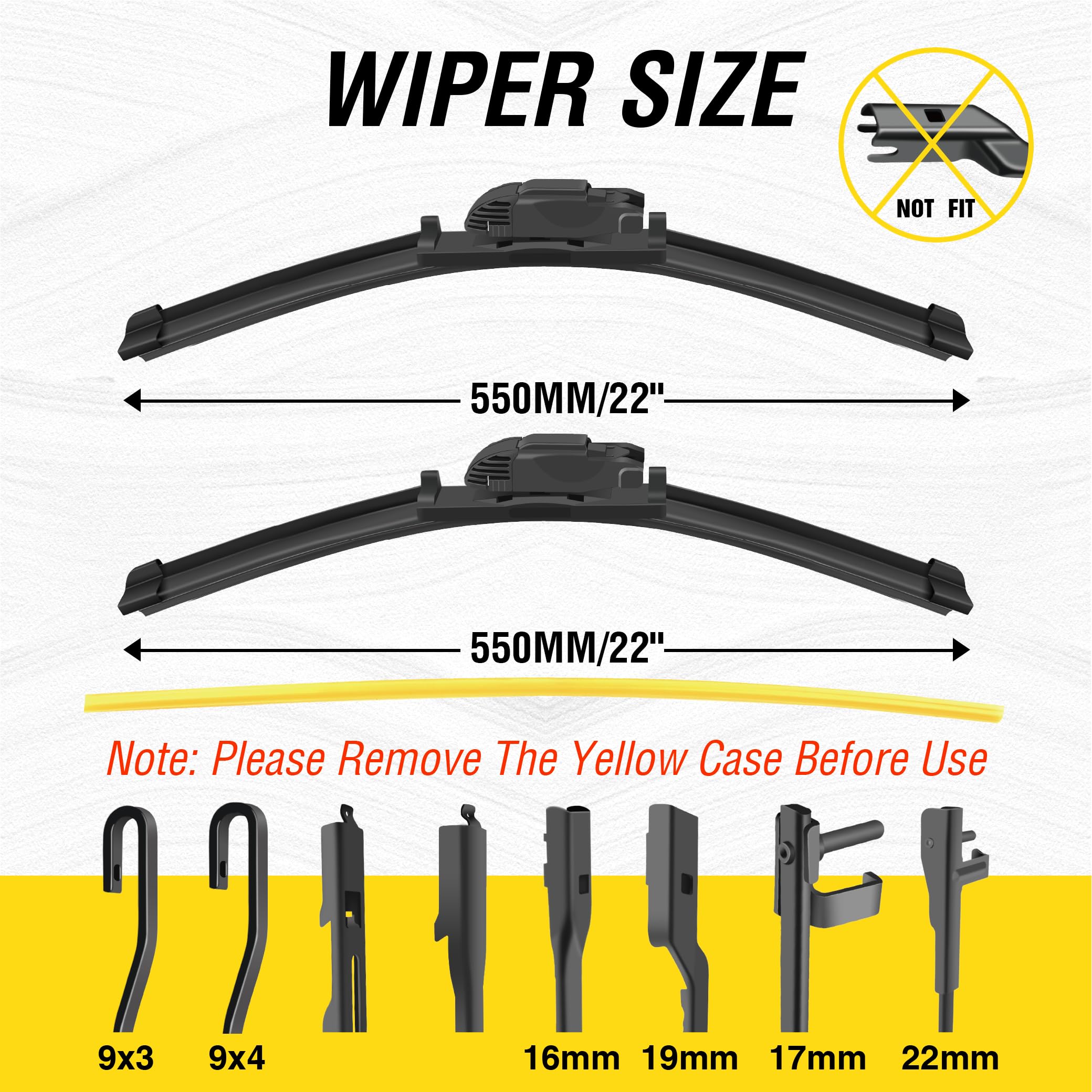 5 Plus Windshield Wiper Blades 22 Inch + 22 Inch (2 Pack), Automotive Replacement Windshield Wiper Blades For My Car - Oem Quali