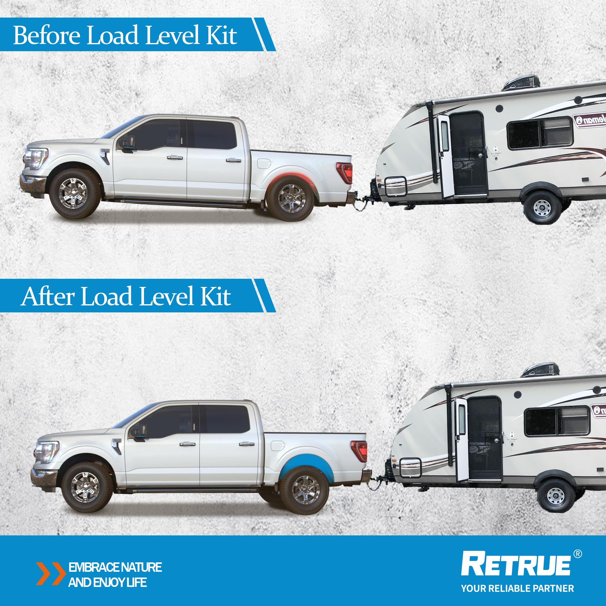 RETRUE Air Spring Bag Suspension Kit for 2015-2023 Ford F150 [up to 5,000 lbs. of Load Leveling Capacity] Ride-Helper/Air Helper